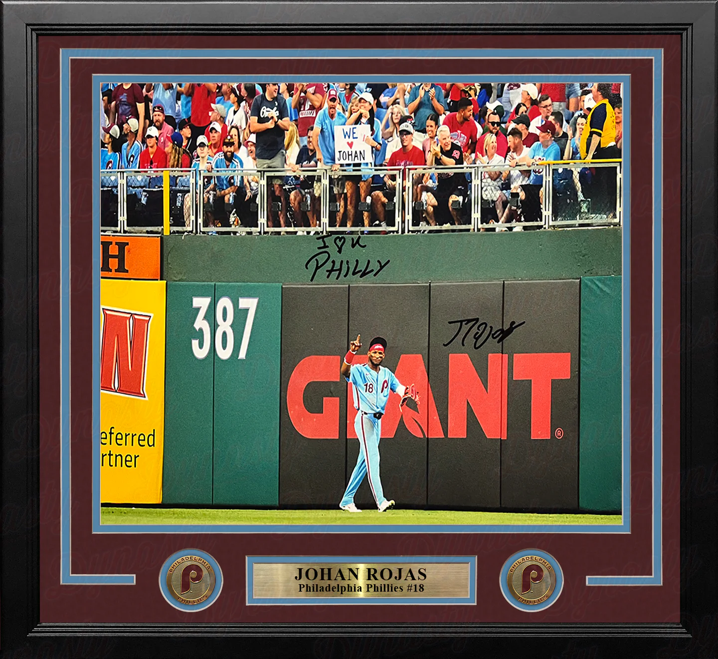 Johan Rojas Philly Love Philadelphia Phillies Autographed 16x20 Framed Photo Inscribed I ♥ Philly - Image 2