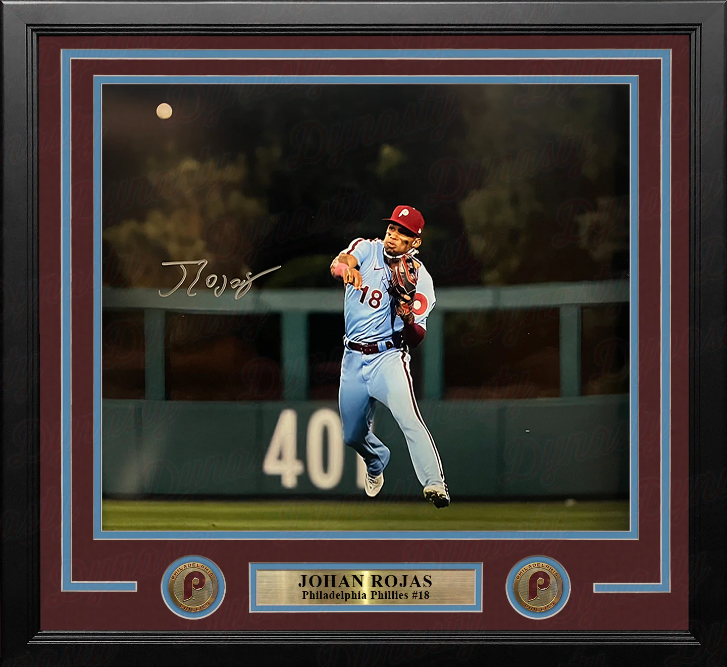 Johan Rojas Throwback Action Philadelphia Phillies Autographed 16" x 20" Framed Baseball Photo - Image 2