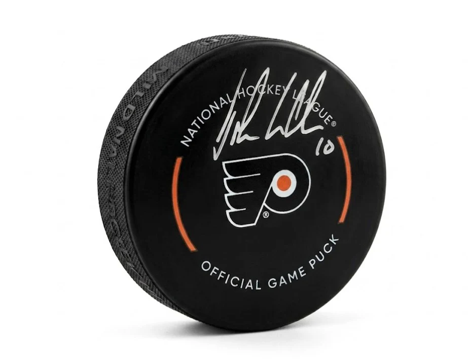 John LeClair Philadelphia Flyers Autographed Game Model Hockey Puck