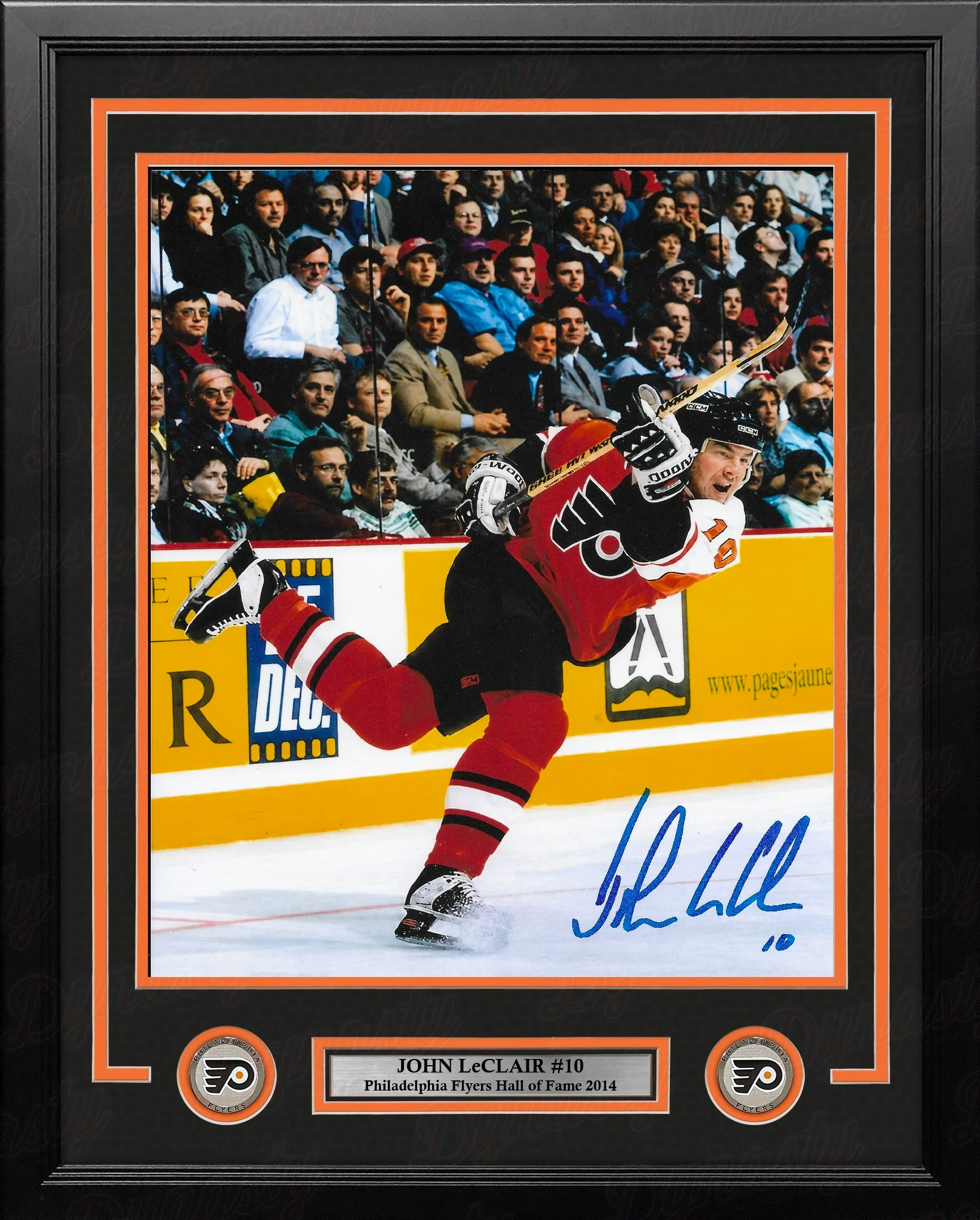 John LeClair Slapshot Philadelphia Flyers Autographed 16" x 20" Framed Hockey Photo