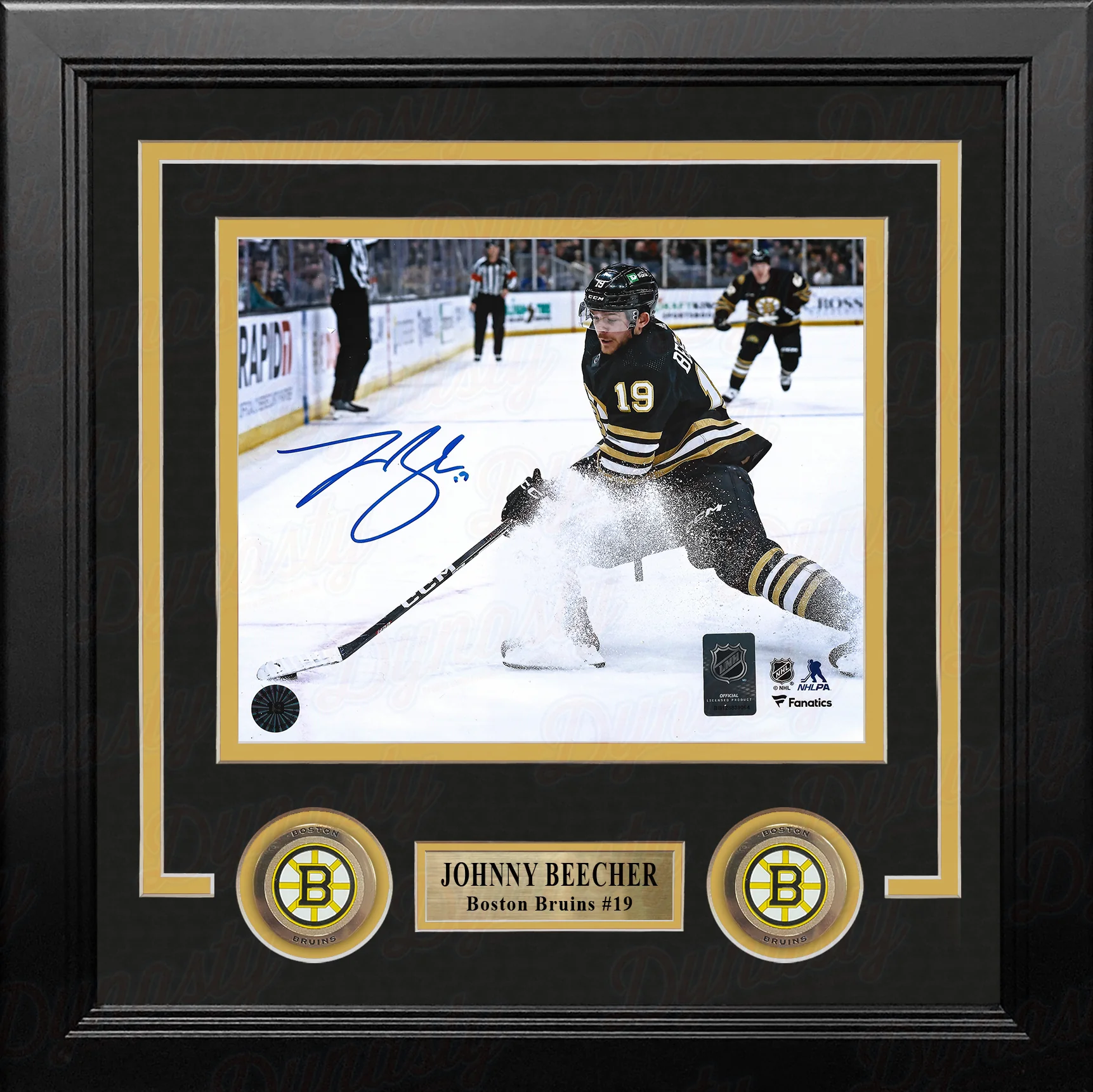 Johnny Beecher in Action Boston Bruins Autographed 8" x 10" Framed Hockey Photo - Image 2