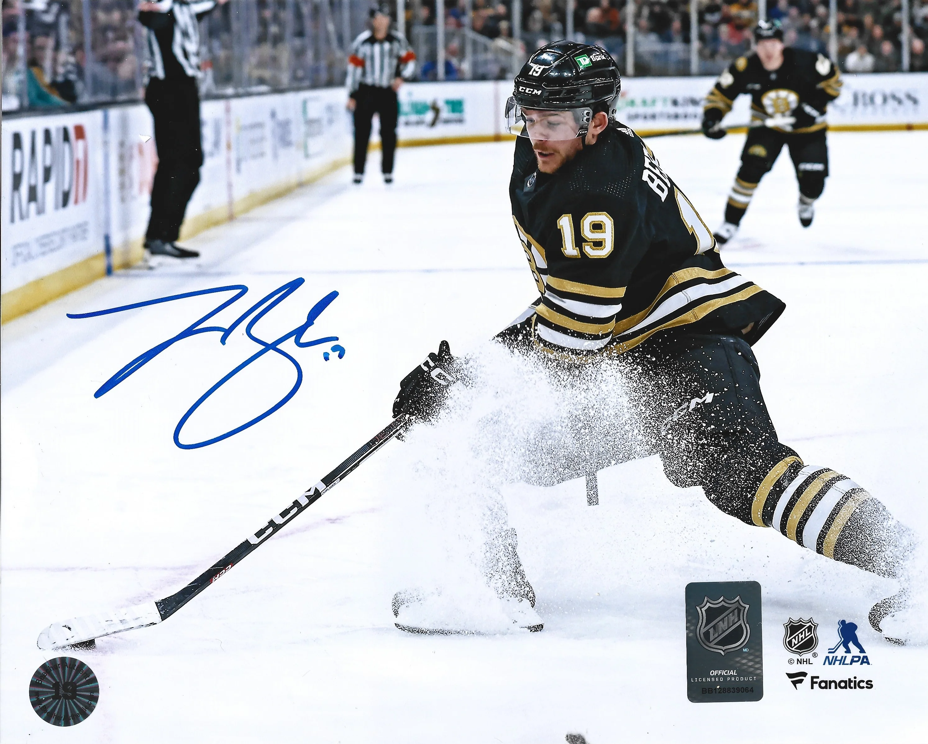 Johnny Beecher in Action Boston Bruins Autographed 8" x 10" Hockey Photo - Image 2