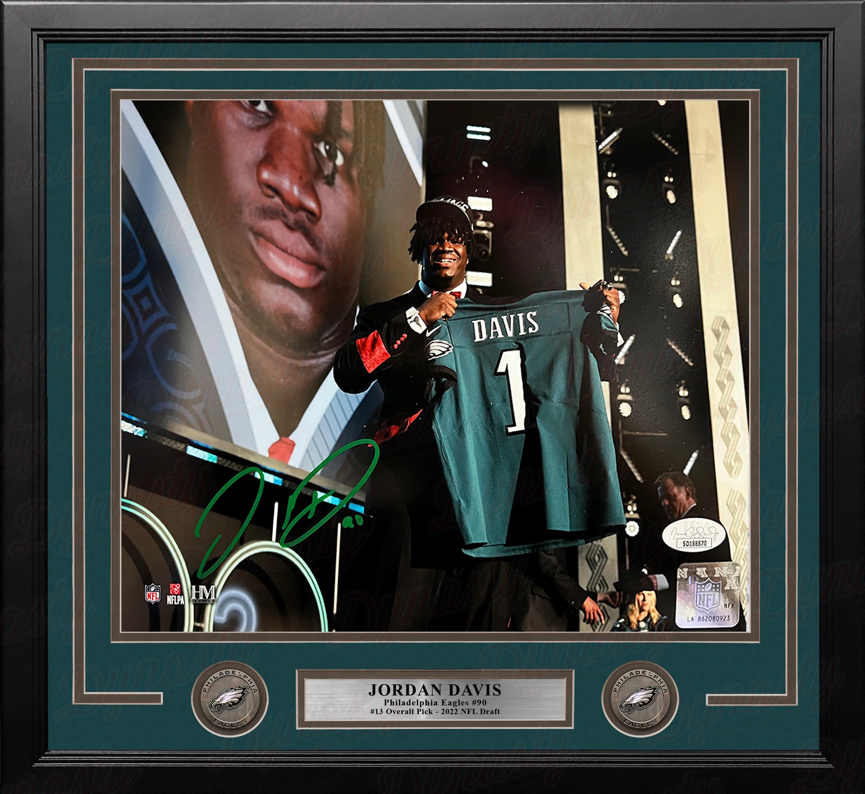 Jordan Davis Philadelphia Eagles Autographed Draft Night 11" x 14" Framed Football Photo
