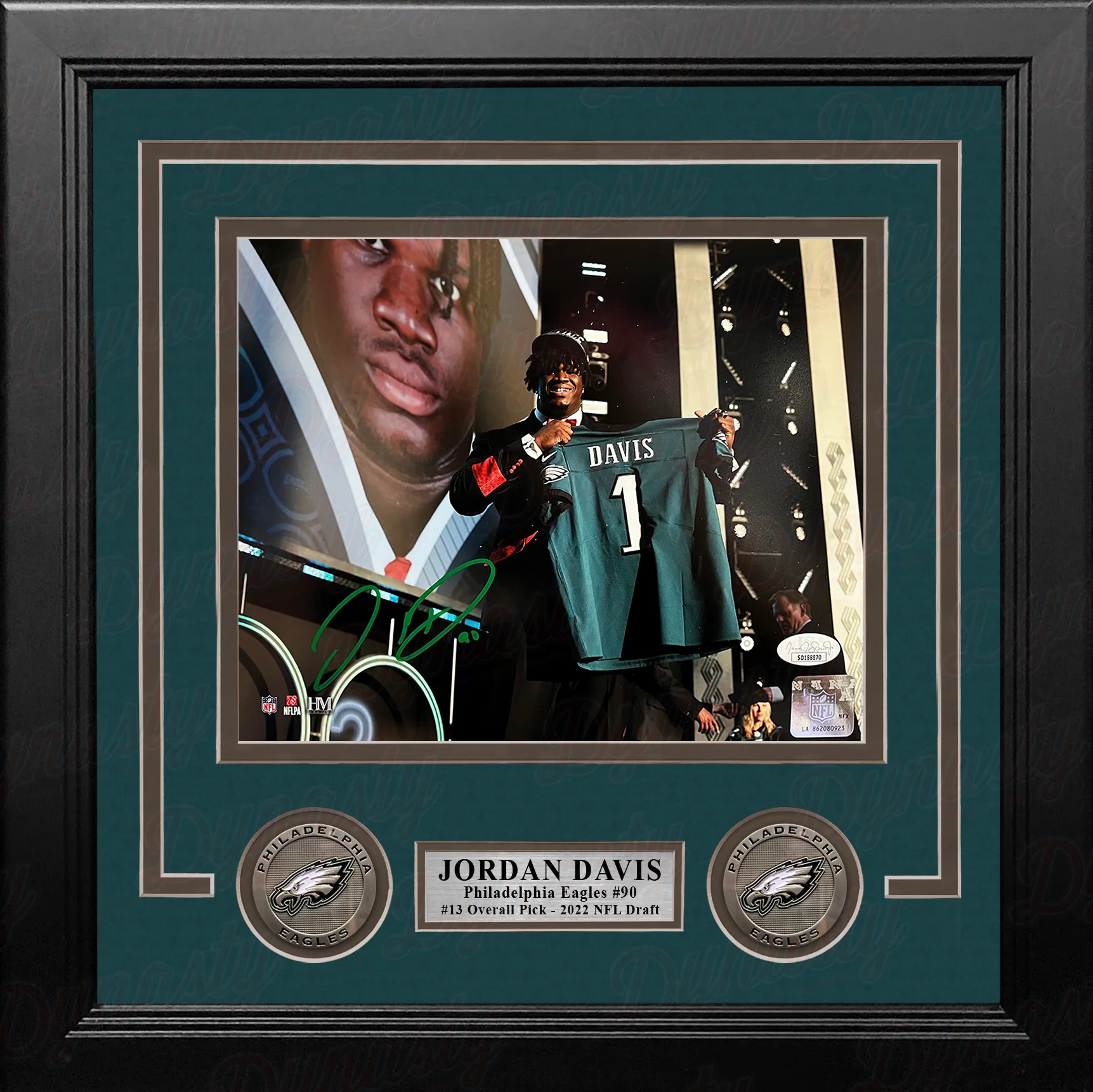 Jordan Davis Philadelphia Eagles Autographed Draft Night 8" x 10" Framed Football Photo