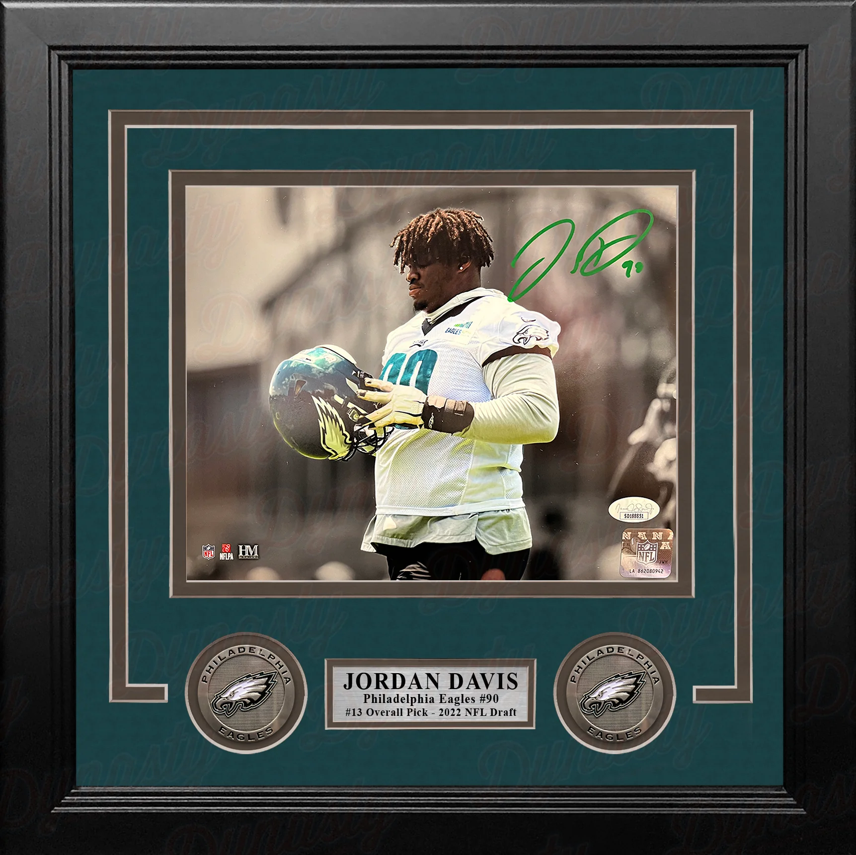 Jordan Davis Philadelphia Eagles Autographed Spotlight 8" x 10" Framed Football Photo