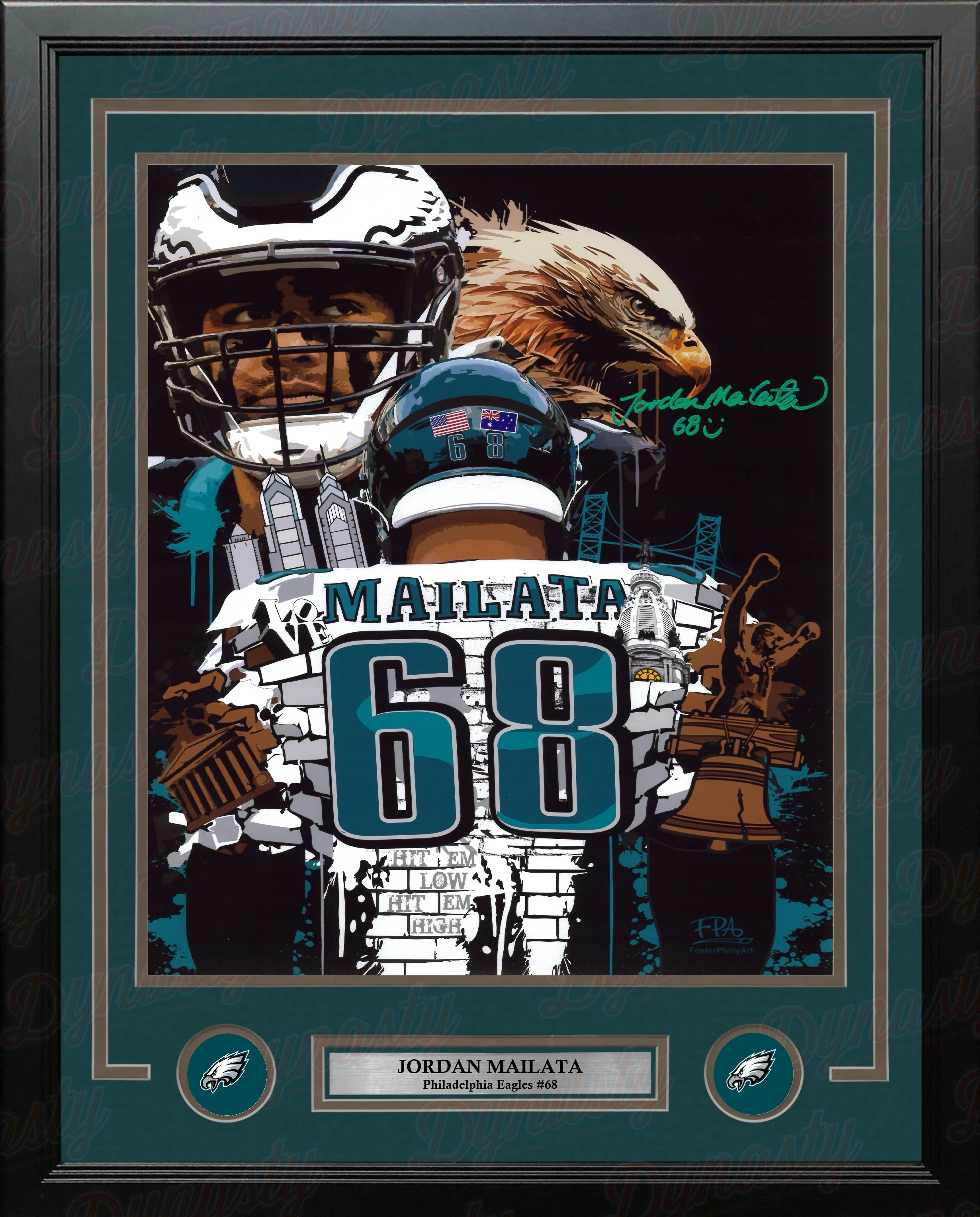 Jordan Mailata Philadelphia Eagles Autographed 11" x 14" Framed Football Art Photo