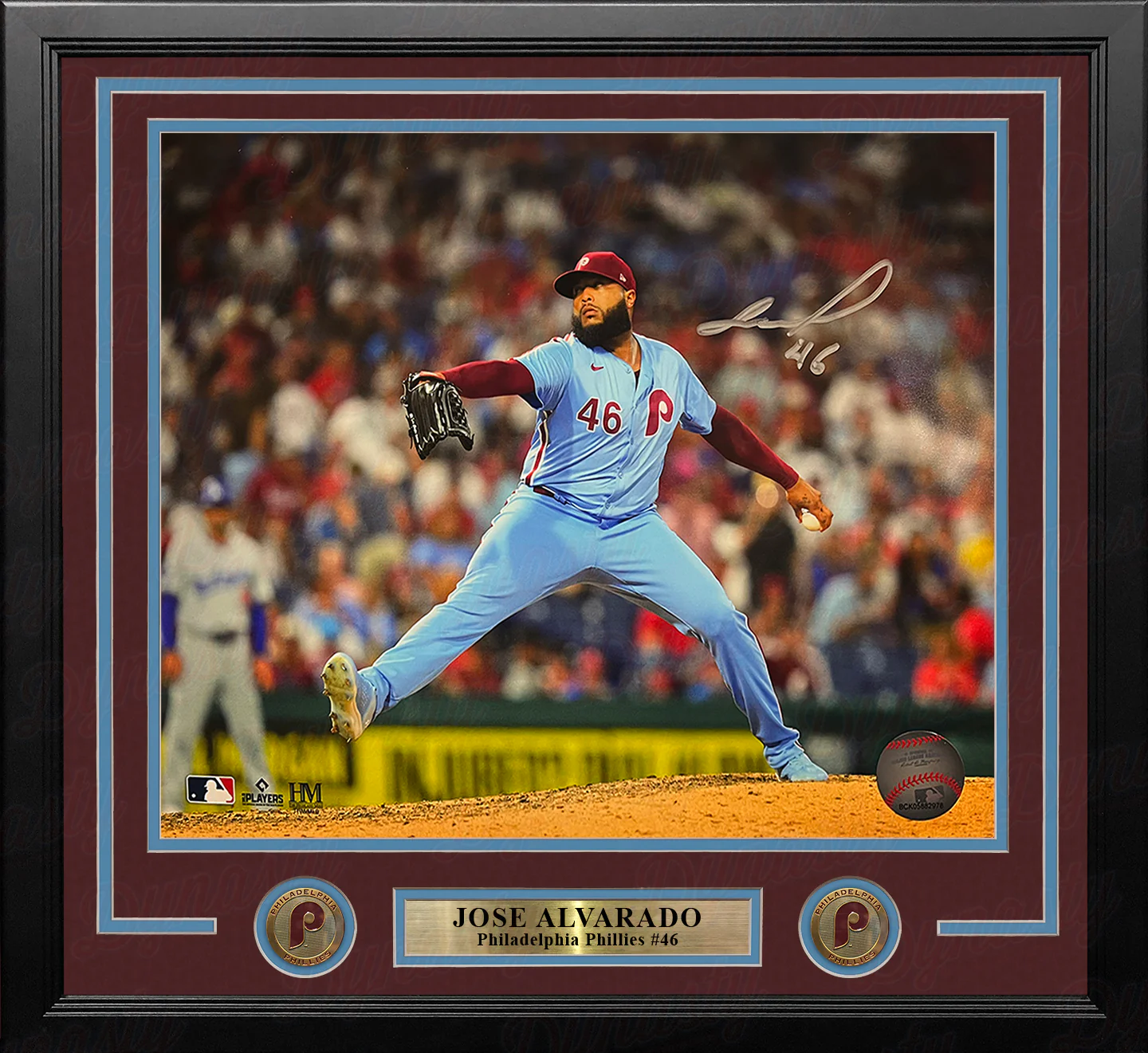 Jose Alvarado Throwback Action Autographed Philadelphia Phillies 11" x 14" Framed Baseball Photo - Image 2