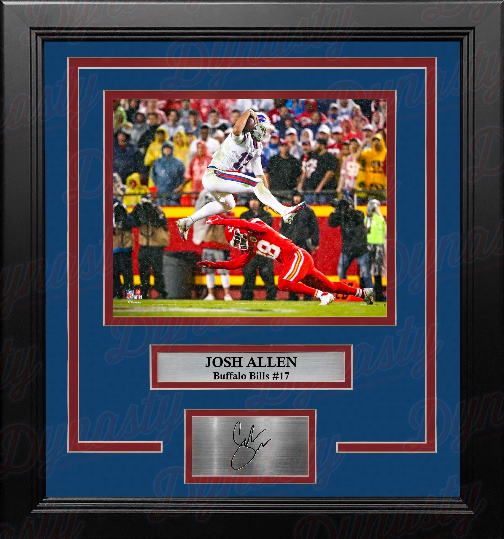 Josh Allen Defender Hurdle Buffalo Bills 8" x 10" Framed Football Photo with Engraved Autograph