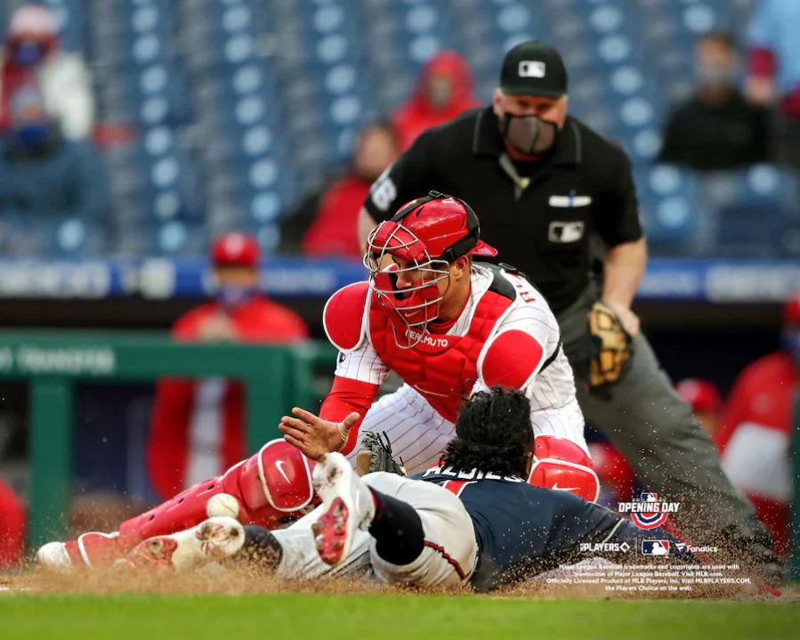 JT Realmuto Play at the Plate Philadelphia Phillies 8" x 10" Baseball Photo