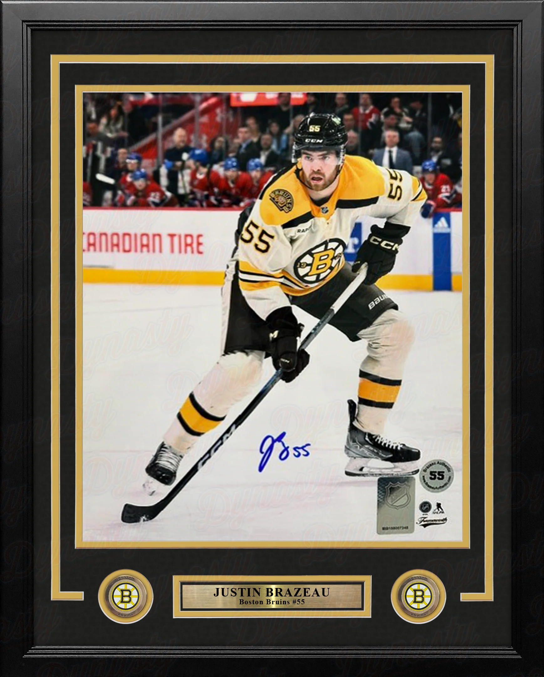 Justin Brazeau in Action Boston Bruins Autographed 11" x 14" Framed Hockey Photo - Image 2