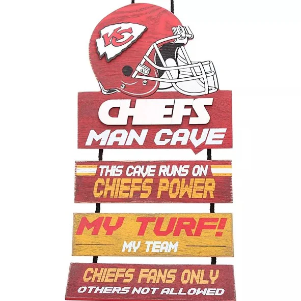 Kansas City Chiefs Wooden Man Cave Dangle Sign - Image 2