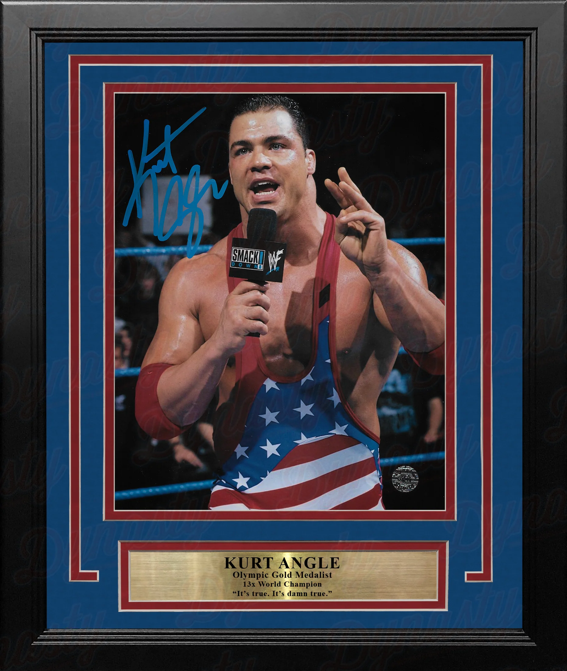 Kurt Angle In-Ring Interview Autographed WWE Wrestling 8" x 10" Framed Photo