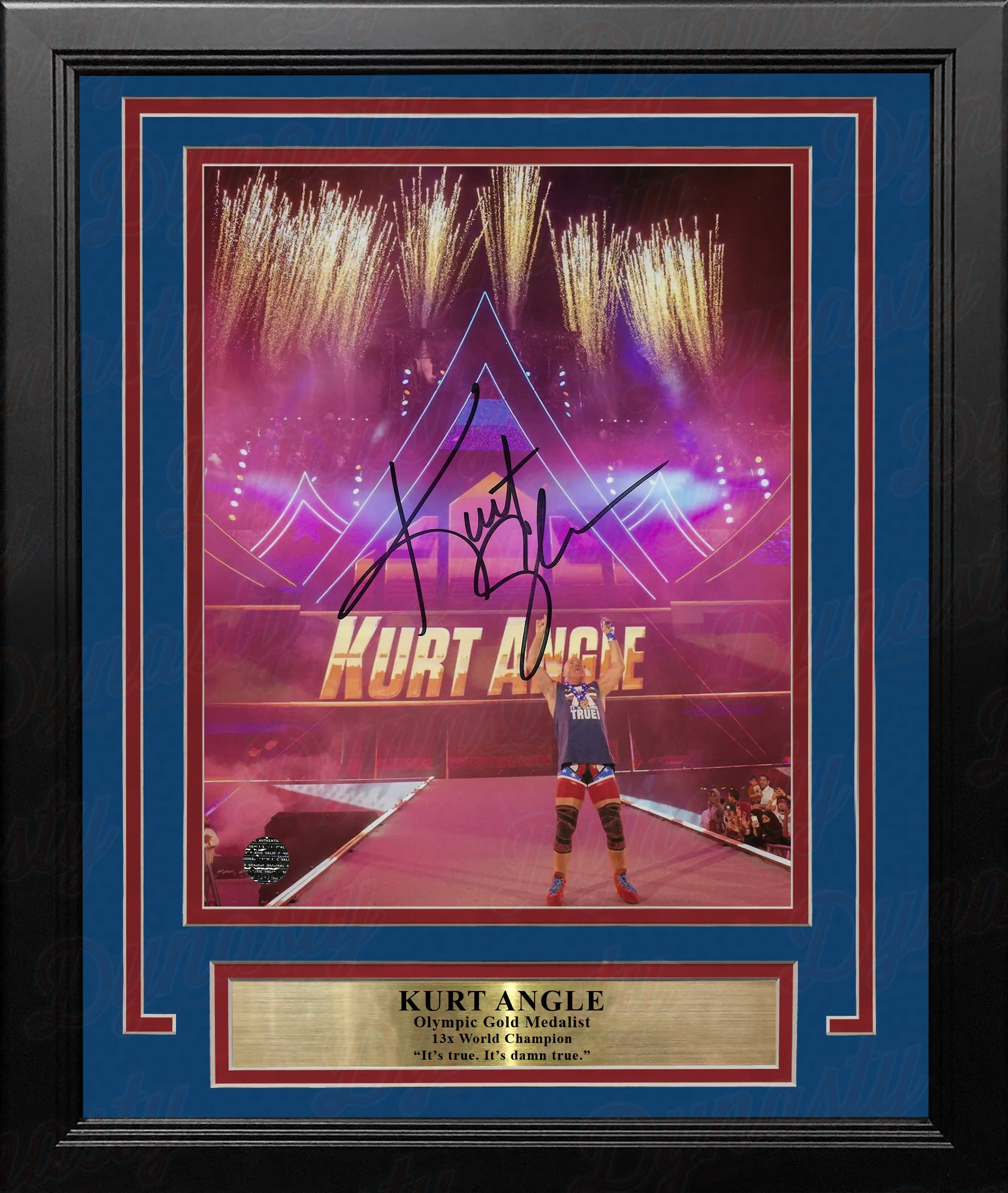 Kurt Angle Making His Entrance Autographed WWE Wrestling 8" x 10" Framed Photo