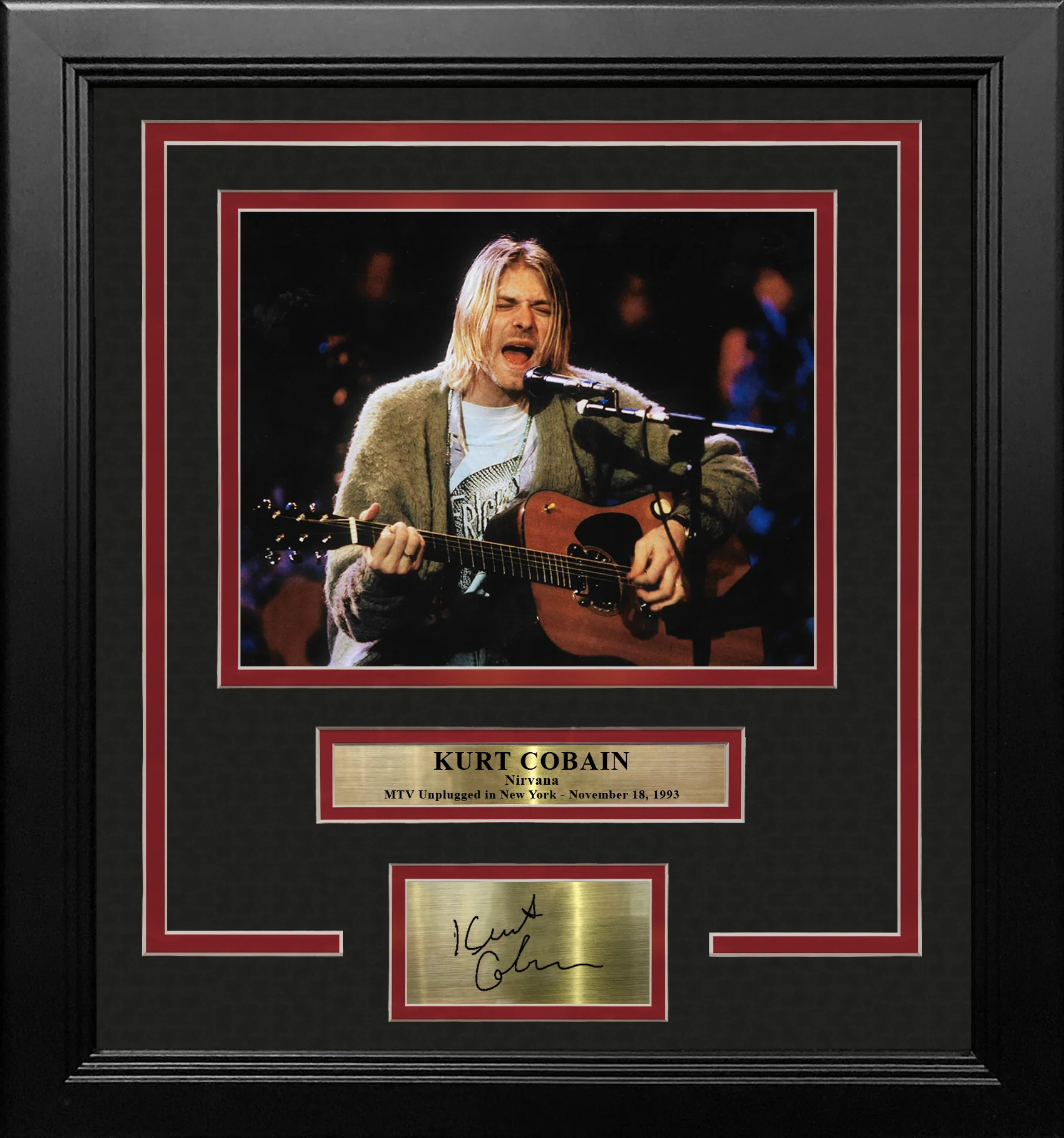 Kurt Cobain MTV Unplugged 8" x 10" Framed Photo with Engraved Autograph - Image 2