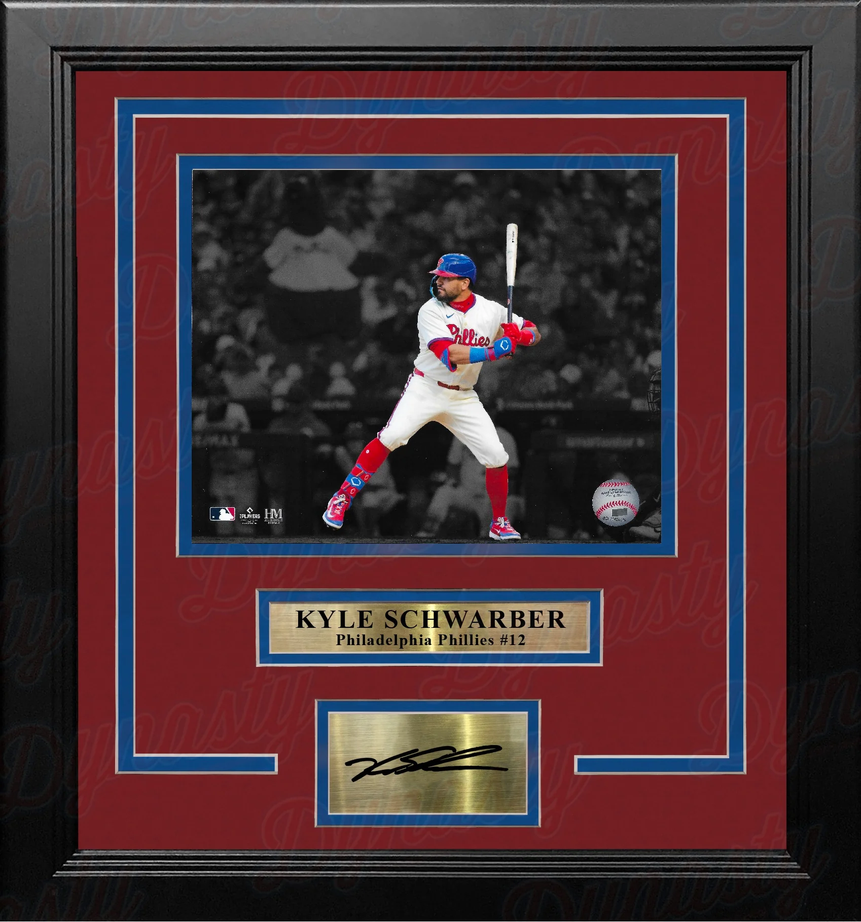 Kyle Schwarber Blackout Swing Philadelphia Phillies 8" x 10" Framed Photo with Engraved Autograph
