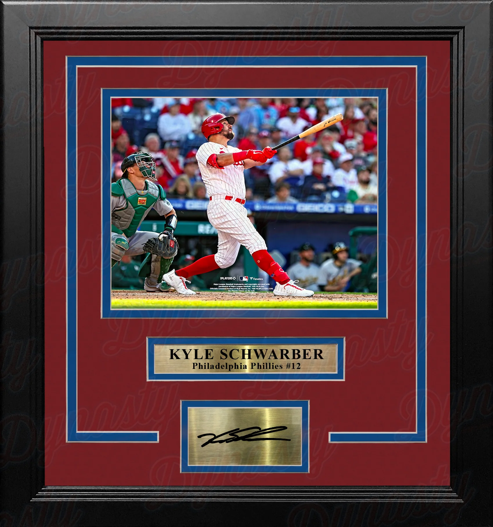 Kyle Schwarber Home Run Swing Philadelphia Phillies 16" x 20" Framed Photo with Engraved Autograph