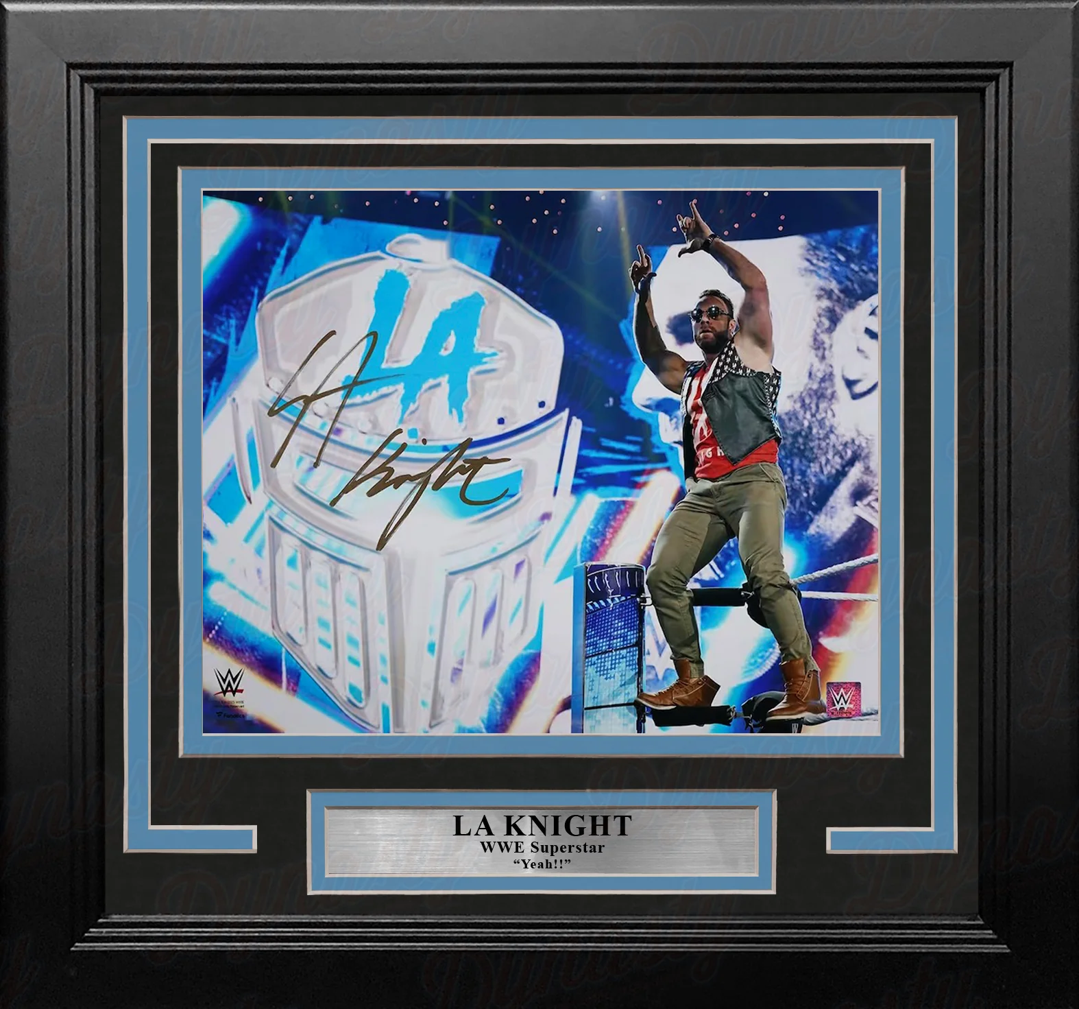 LA Knight Standing On the Ropes Autographed 8" x 10" Framed WWE Wrestling Photo