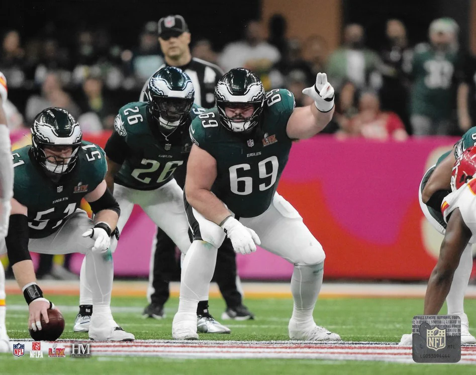 Landon Dickerson Super Bowl LIX Eagles Action Photo