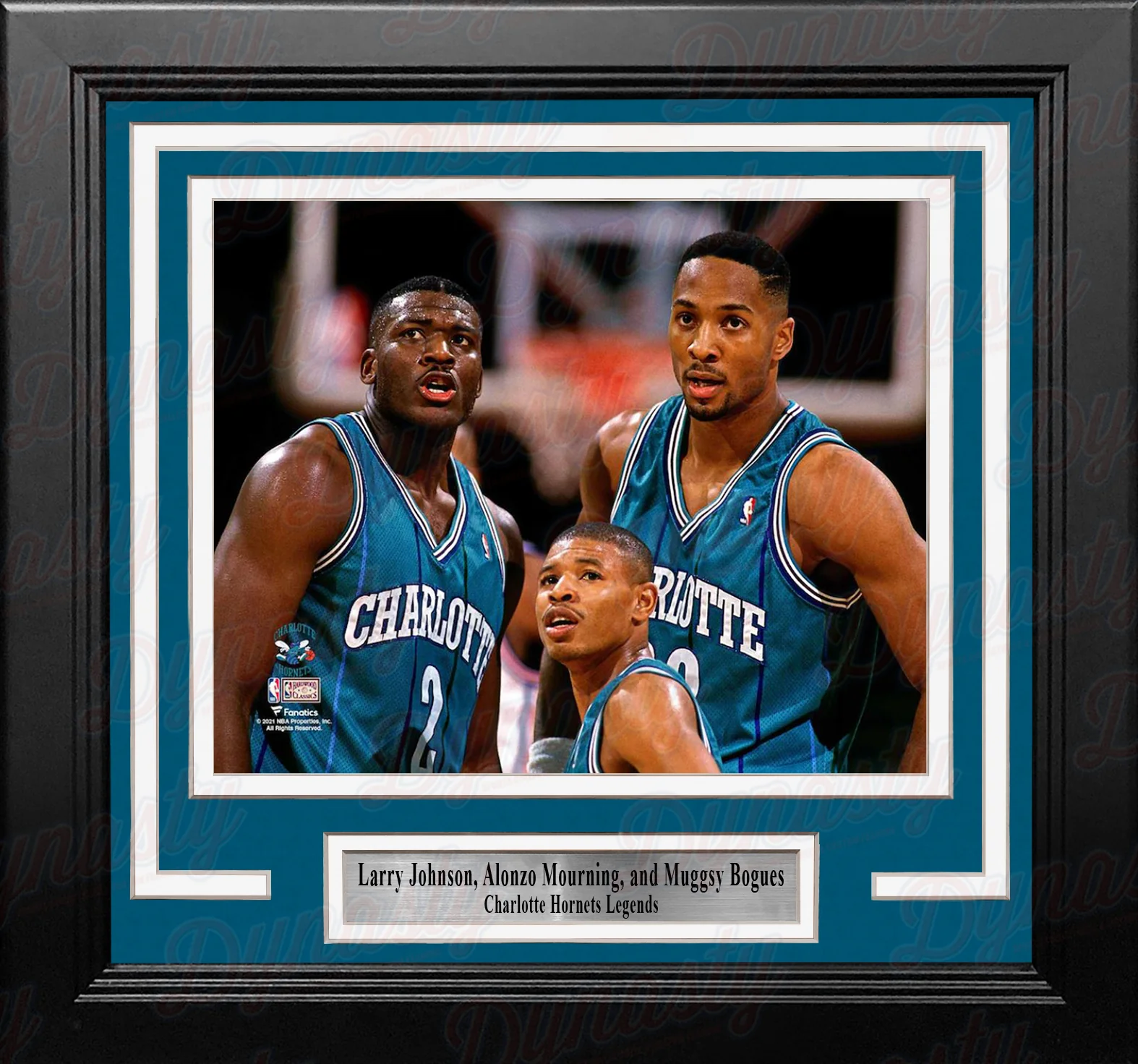 Larry Johnson, Alonzo Mourning, & Muggsy Bogues Charlotte Hornets 8" x 10" Framed Basketball Photo