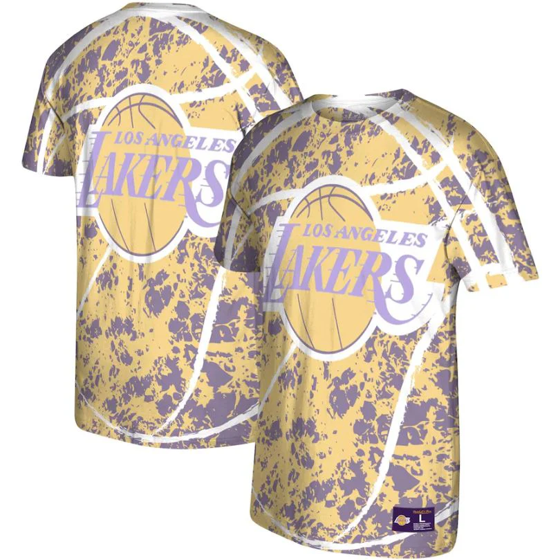Los Angeles Lakers Mitchell & Ness Gold Hardwood Classics Jumbotron T-Shirt