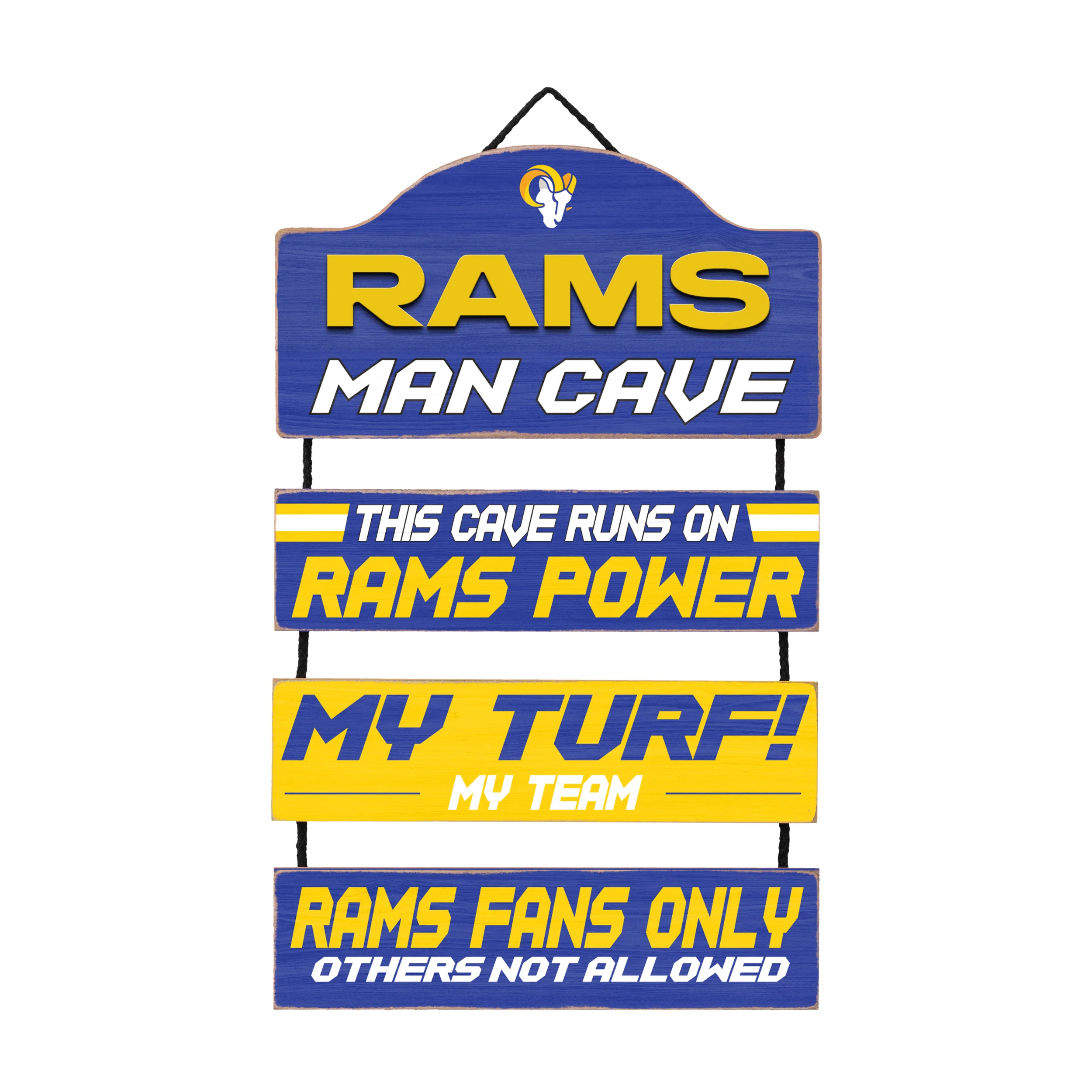 Los Angeles Rams Wooden Man Cave Dangle Sign