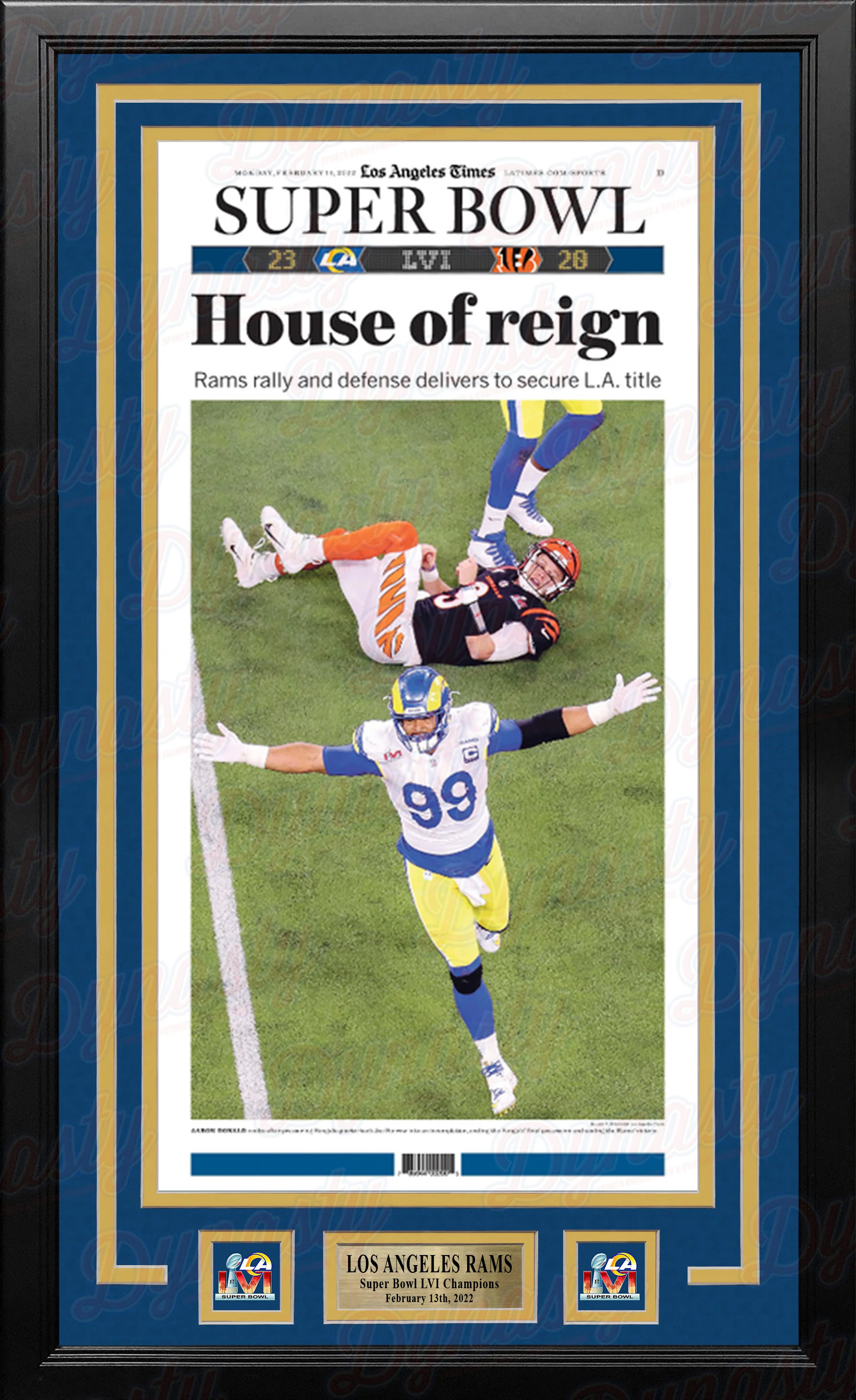Los Angeles Times Rams Super Bowl LVI Champions Framed House of Reign Newspaper