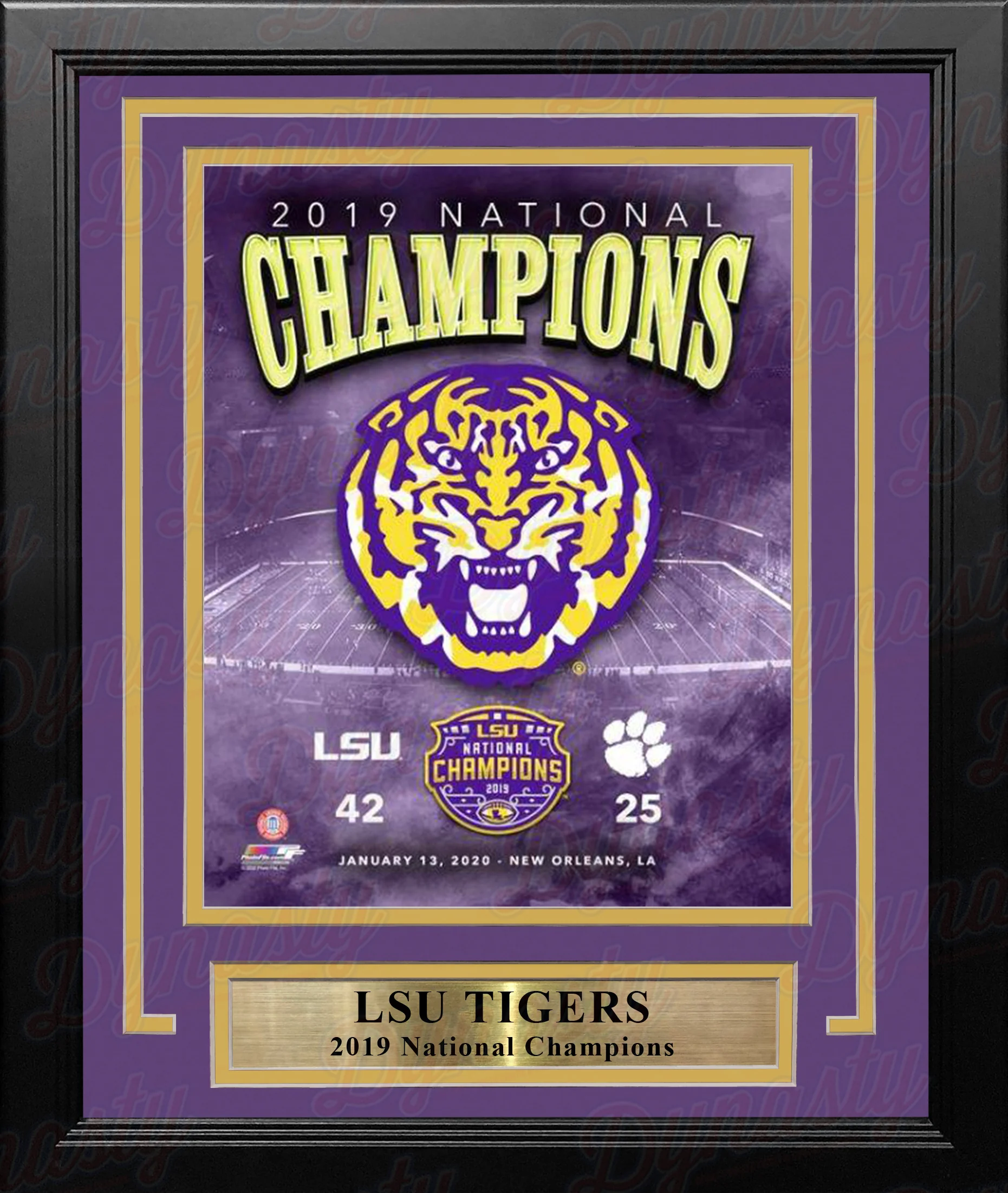 LSU Tigers 2019 National Champions Logo & Score 8" x 10" Framed College Football Photo