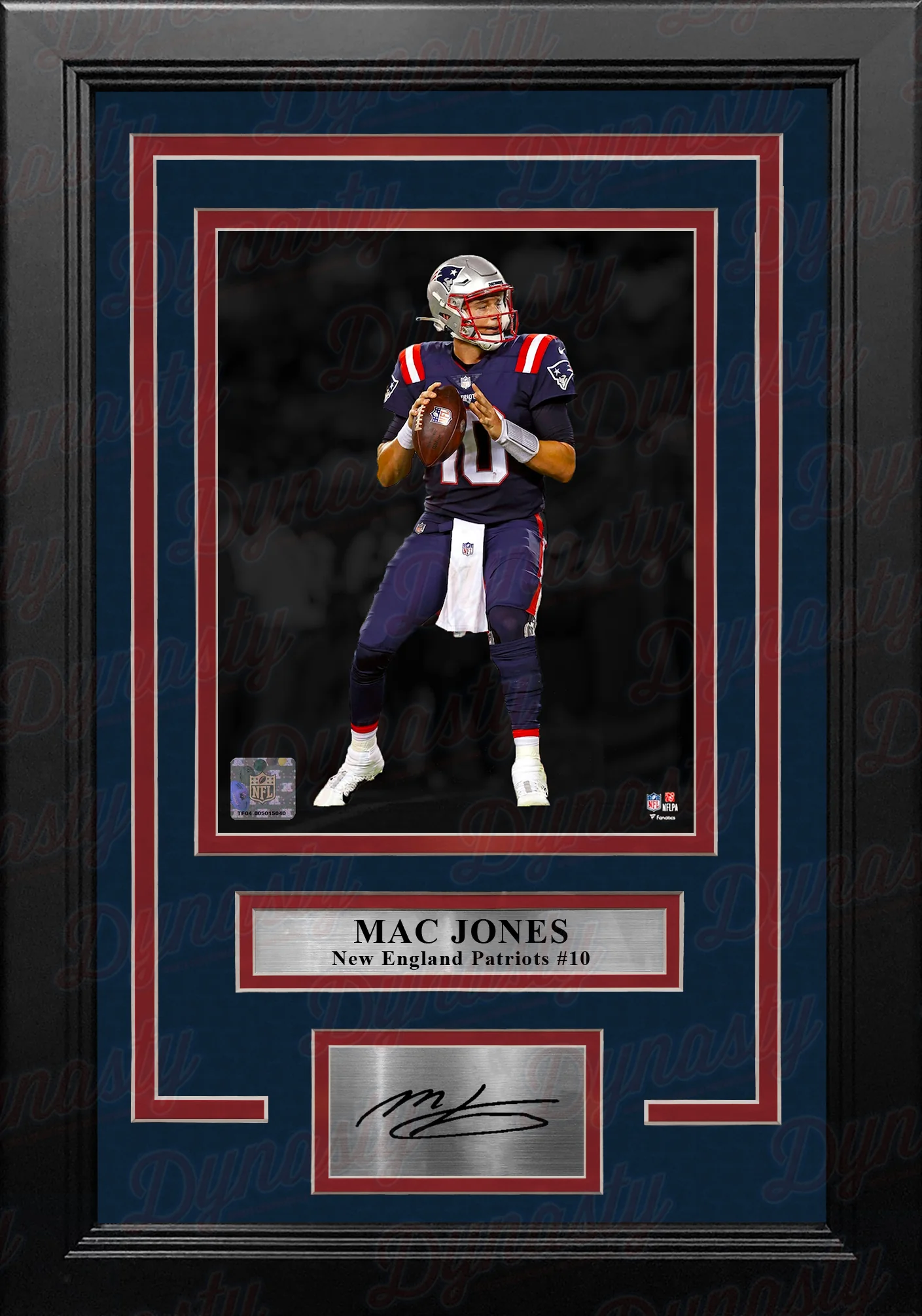 Mac Jones Blackout Action New England Patriots 8" x 10" Framed Football Photo with Engraved Autograph