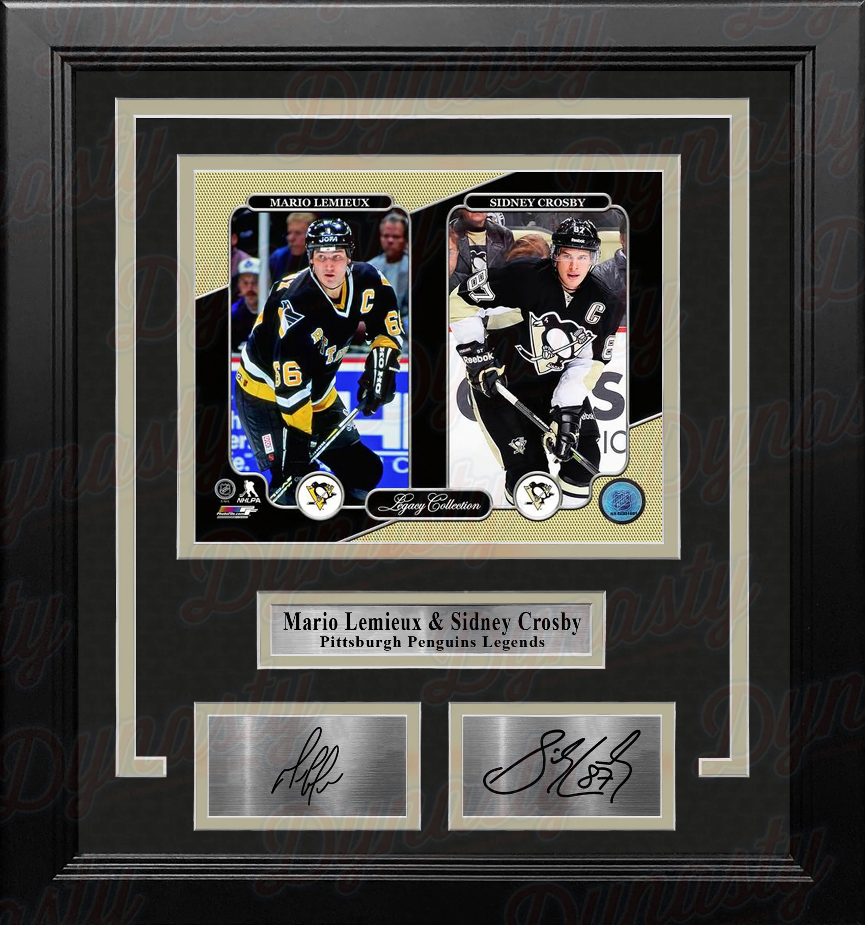 Mario Lemieux & Sidney Crosby Pittsburgh Penguins 8x10 Framed Hockey Photo with Engraved Autographs