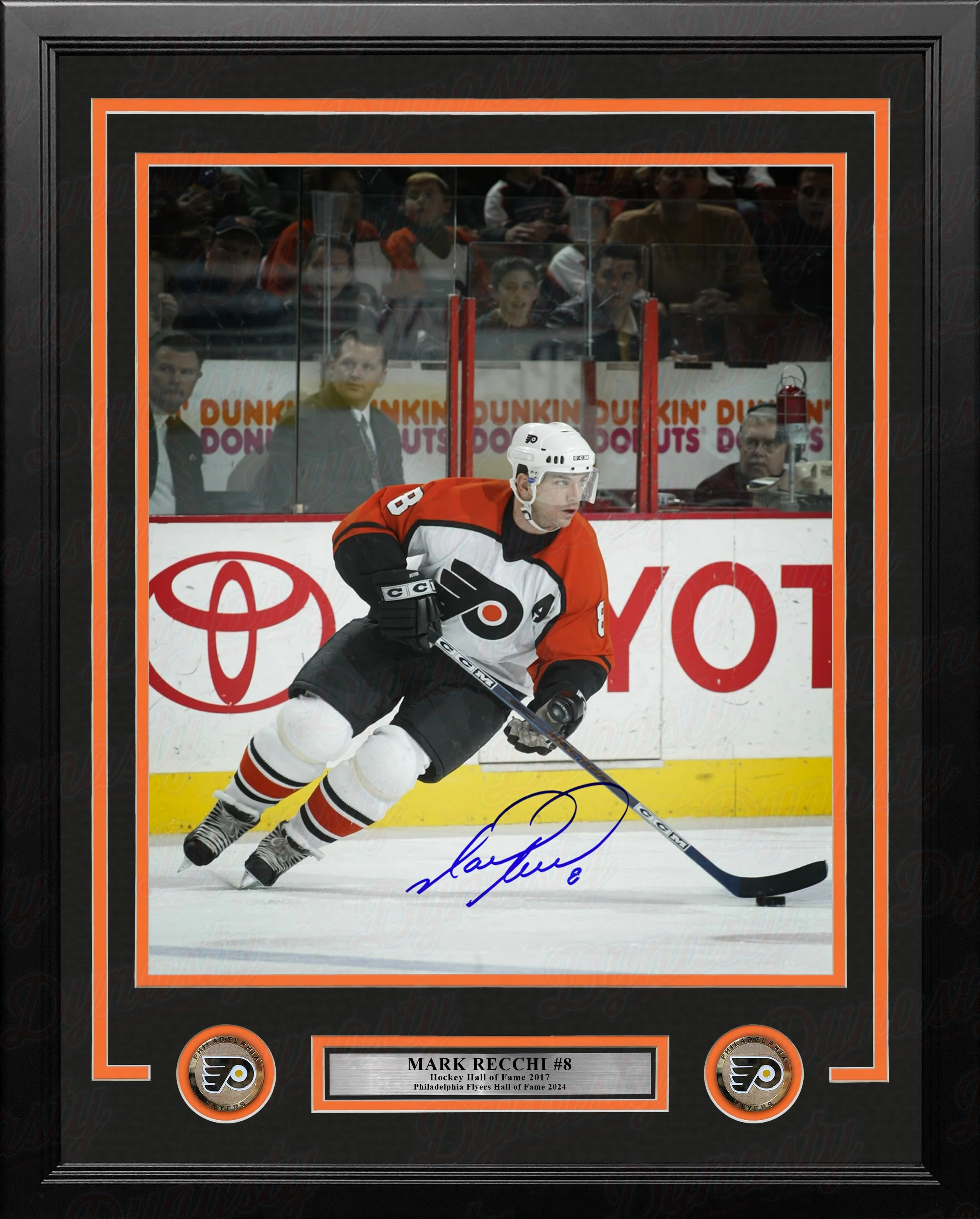 Mark Recchi in Action Philadelphia Flyers Autographed 11" x 14" Framed Hockey Photo - Image 2