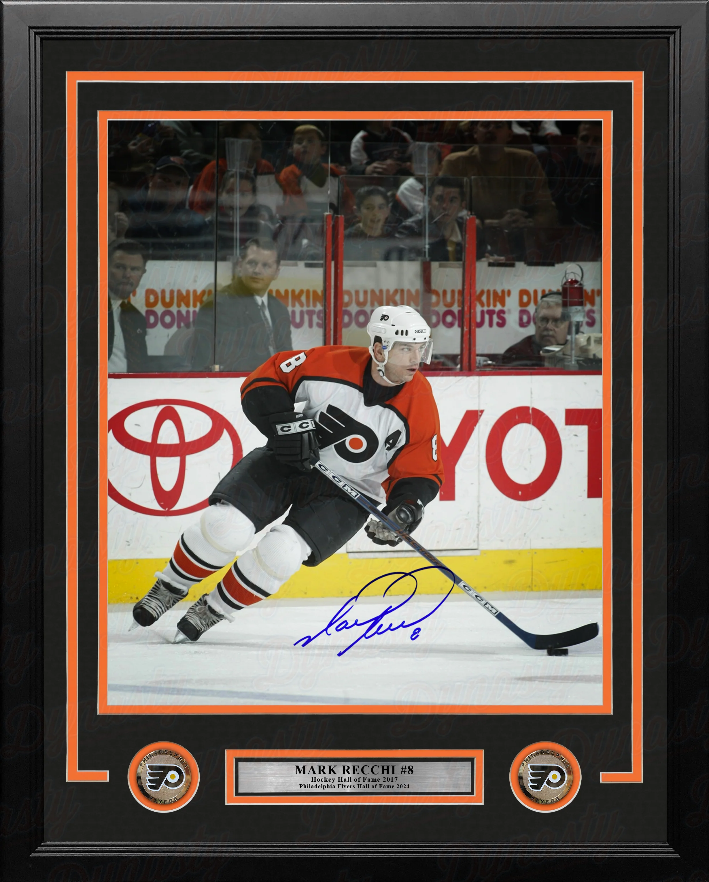 Mark Recchi in Action Philadelphia Flyers Autographed 16" x 20" Framed Hockey Photo - Image 2