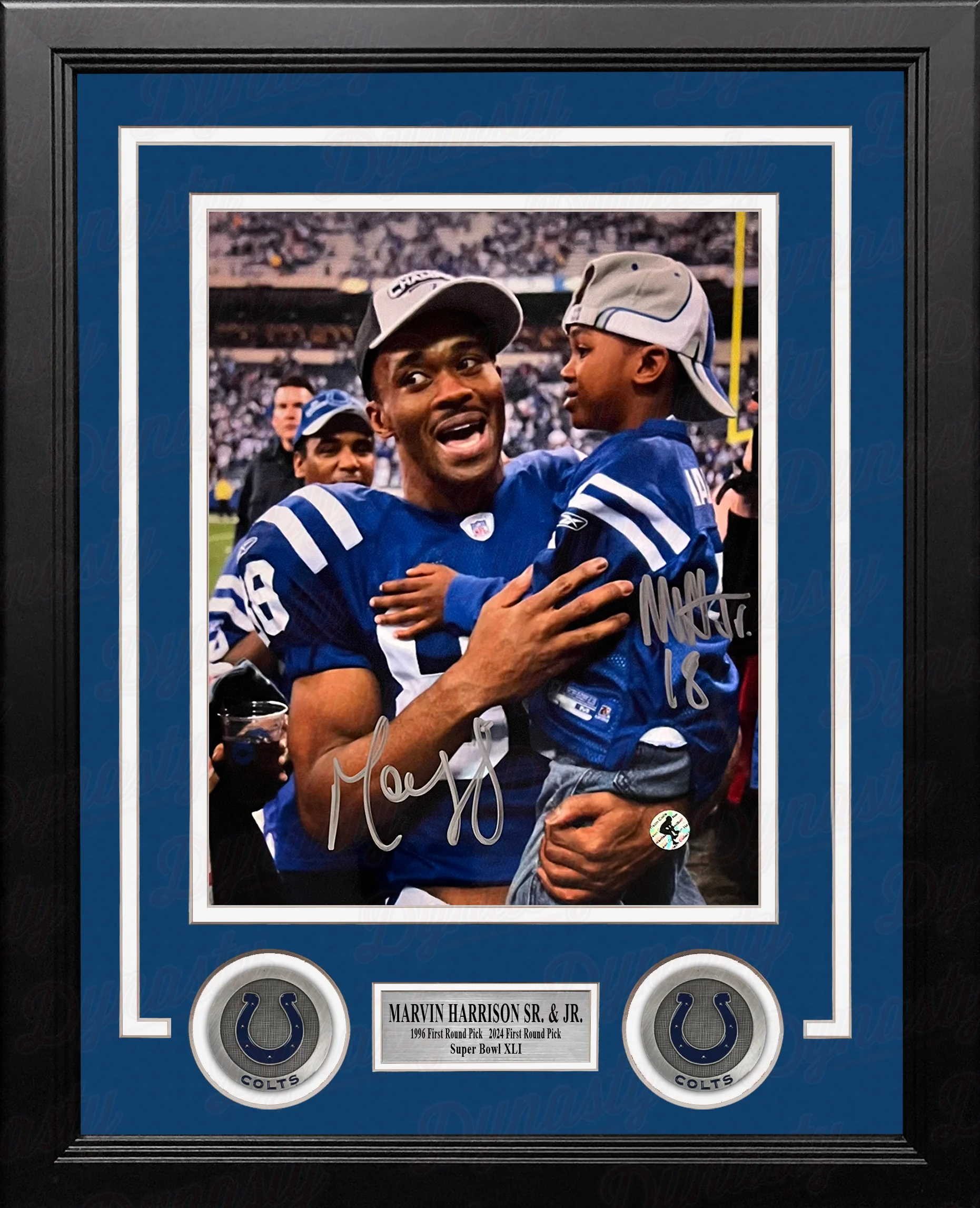Marvin Harrison, Sr. & Jr. Indianapolis Colts Autographed 8" x 10" Framed Football Photo - Image 2