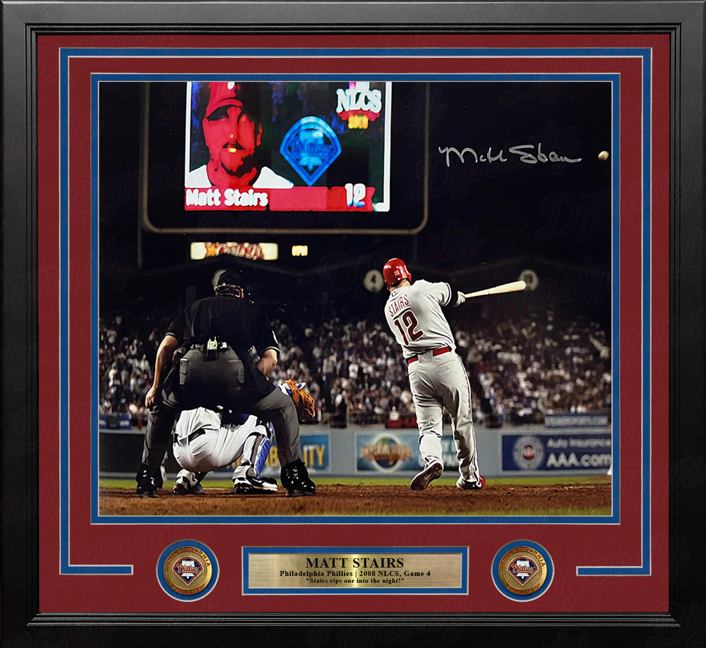 Matt Stairs 2008 NLCS Home Run Philadelphia Phillies Autographed 11" x 14" Framed Baseball Photo - Image 2