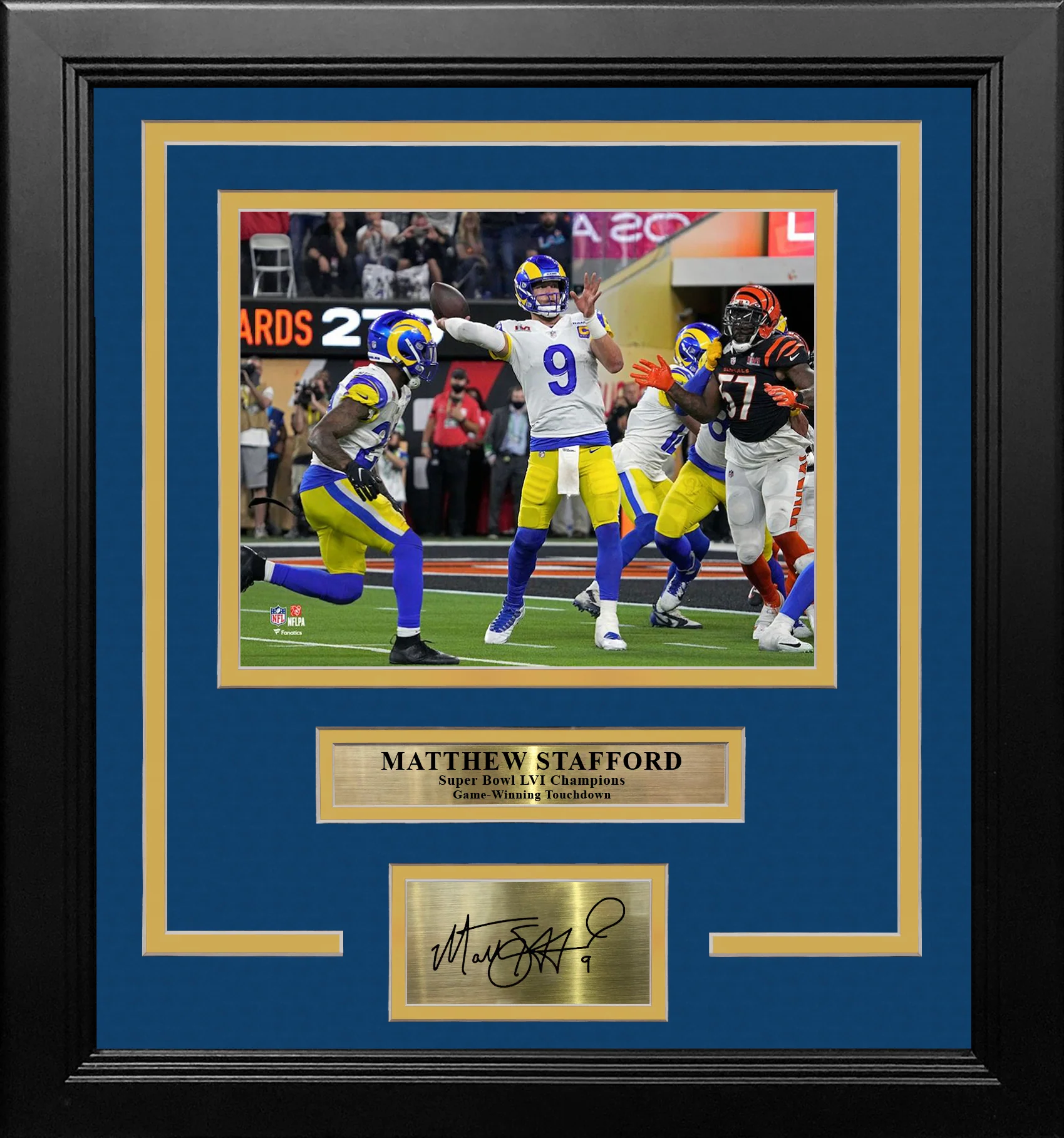 Matthew Stafford Game-Winning TD Super Bowl LVI LA Rams 8x10 Framed Photo with Engraved Autograph - Image 2
