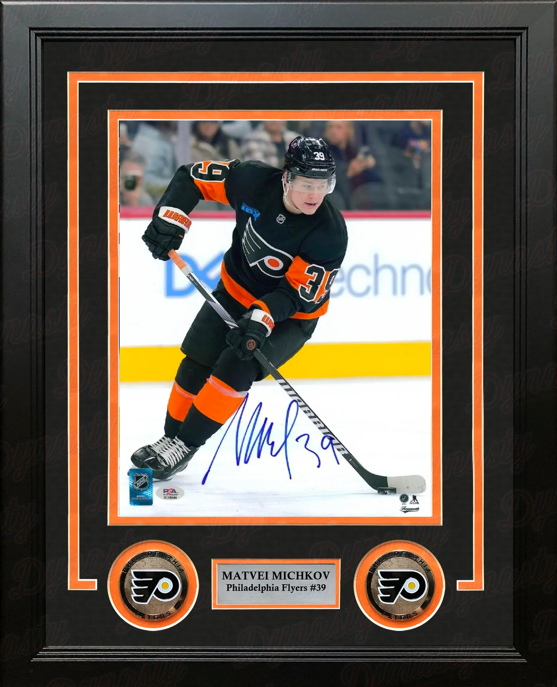 Matvei Michkov in Black Philadelphia Flyers Autographed 8" x 10" Framed Hockey Photo