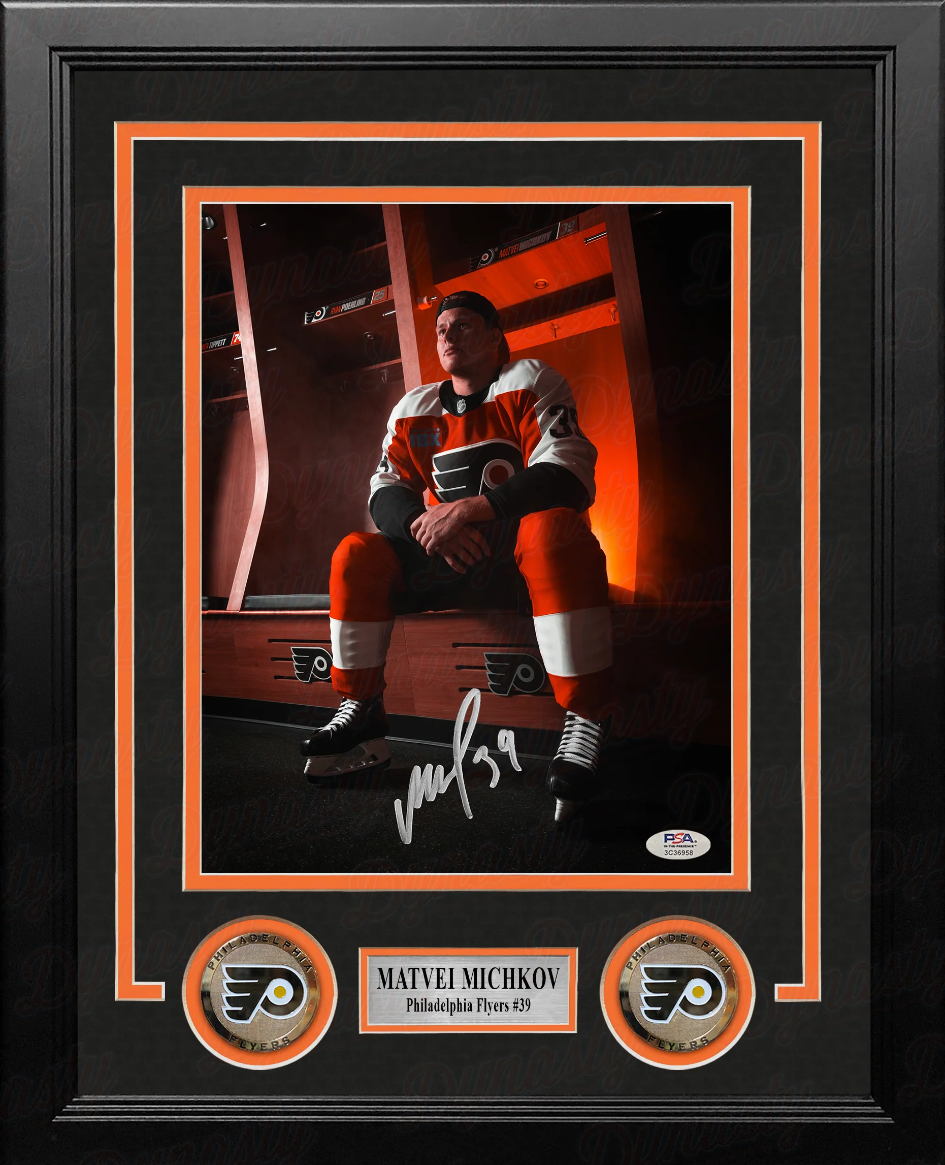 Matvei Michkov in the Locker Room Philadelphia Flyers Autographed 8" x 10" Framed Hockey Photo - Image 2