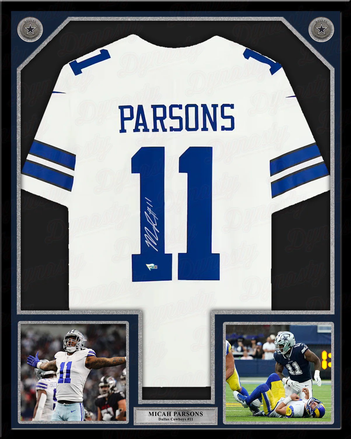 Micah Parsons Dallas Cowboys Autographed Framed White Football Jersey - Image 2