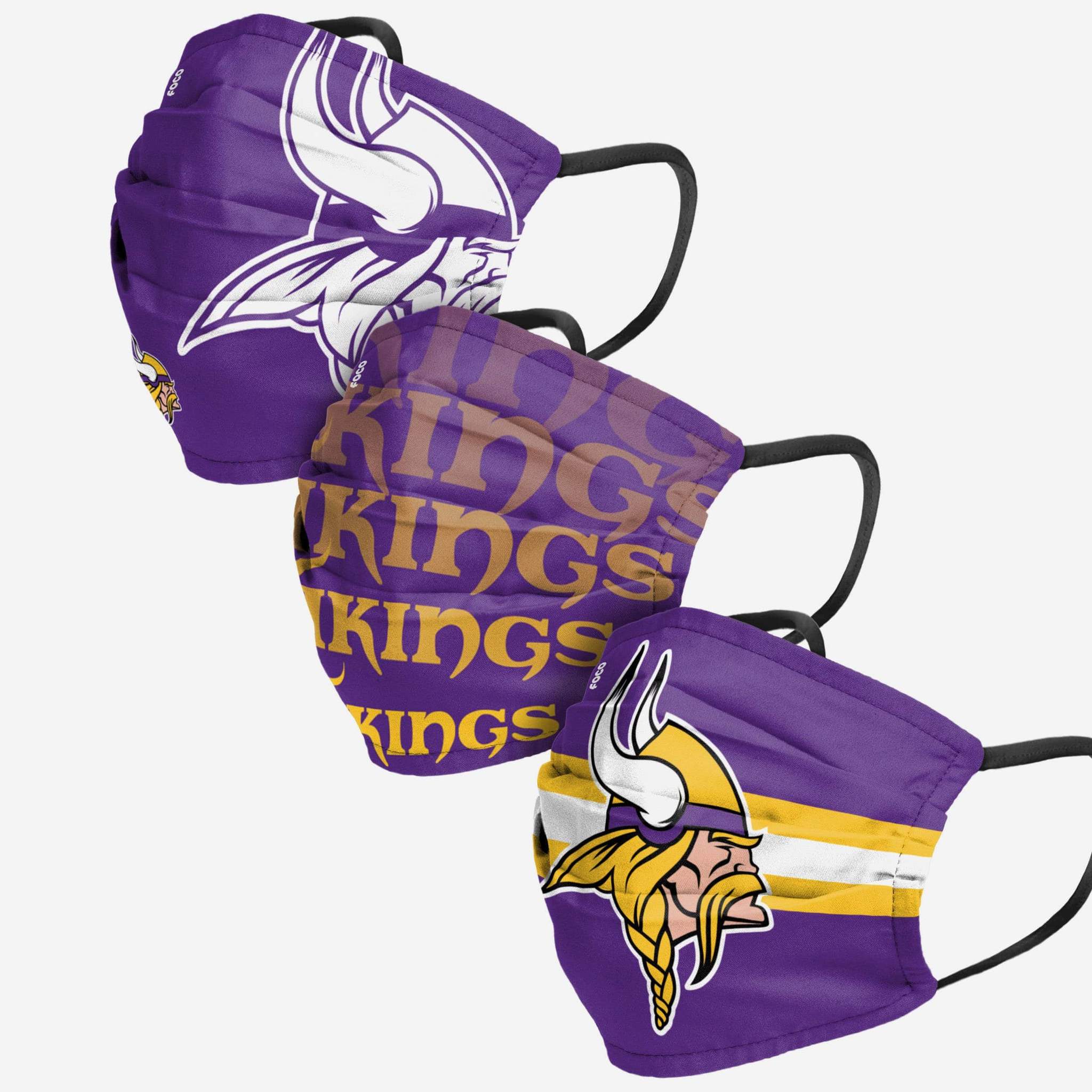 Minnesota Vikings 3-Pack Match Day Face Mask Covers