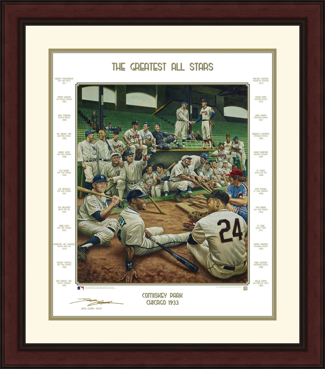 MLB Baseball's Greatest All-Stars Exclusive Dream Scene Framed Lithograph Artwork Print - Image 4