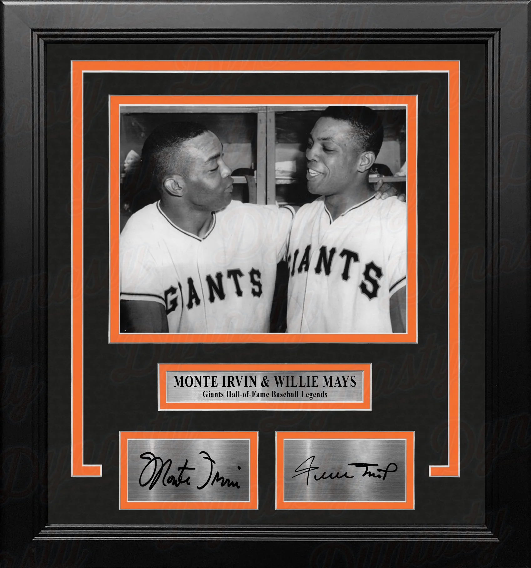 Monte Irvin and Willie Mays New York Giants 8x10 Framed Baseball Photo with Engraved Autographs - Image 2