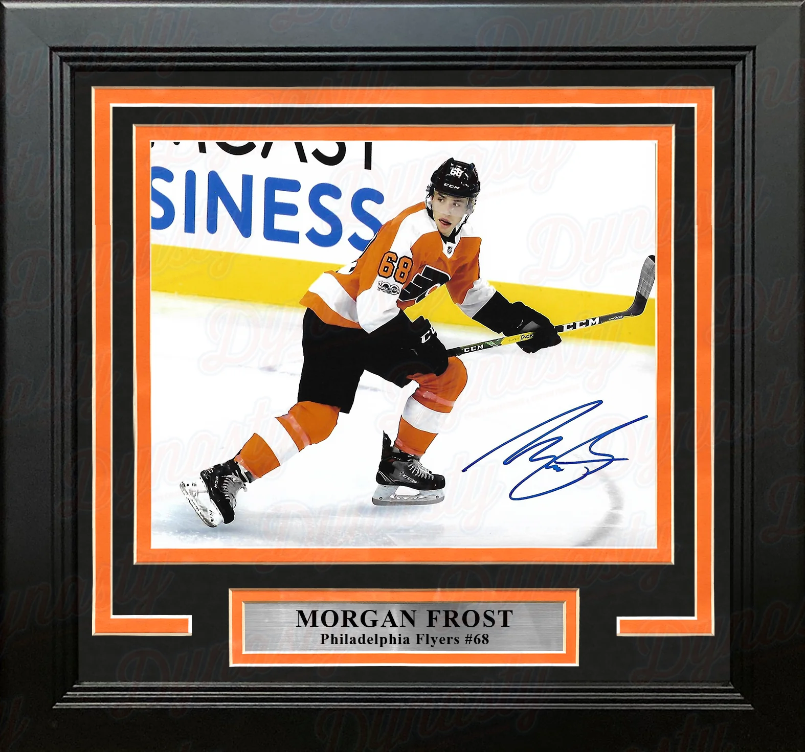 Morgan Frost Skate Autographed Philadelphia Flyers Framed Hockey Photo