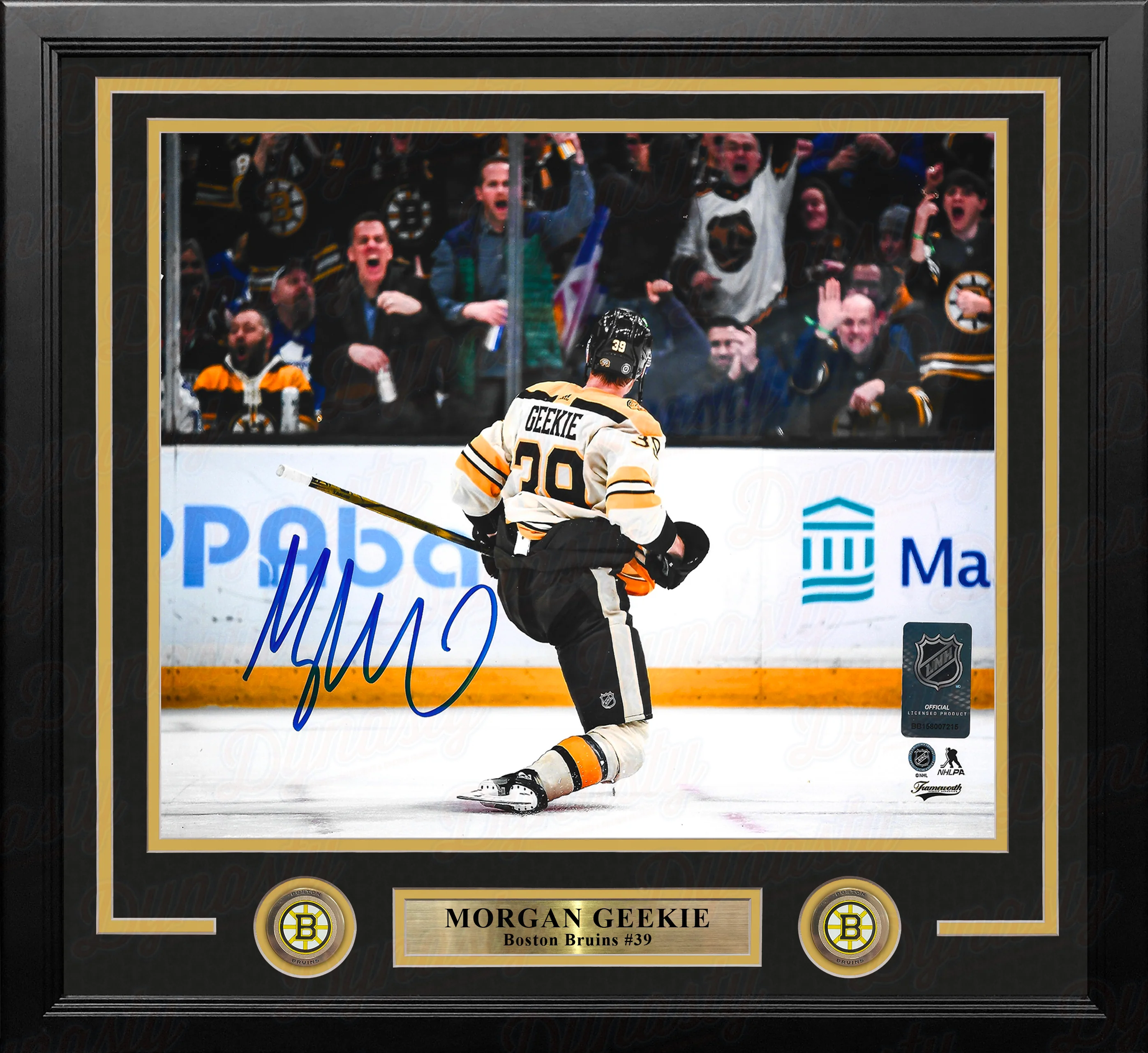 Morgan Geekie Celebration Boston Bruins Autographed 11" x 14" Framed Hockey Photo - Image 2