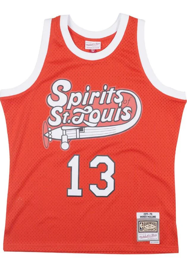 Moses Malone Spirits of St. Louis Mitchell & Ness Orange 1975-76 Hardwood Classics Swingman Jersey - Image 2