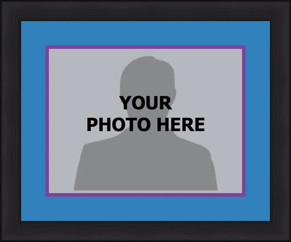 NBA Basketball Photo Picture Frame Kit - Charlotte Hornets (Blue Matting, Purple Trim)