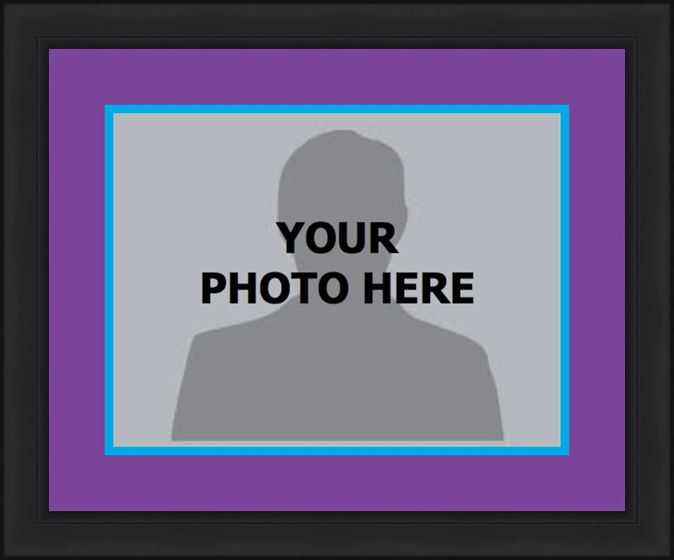 NBA Basketball Photo Picture Frame Kit - Charlotte Hornets (Purple Matting, Blue Trim)