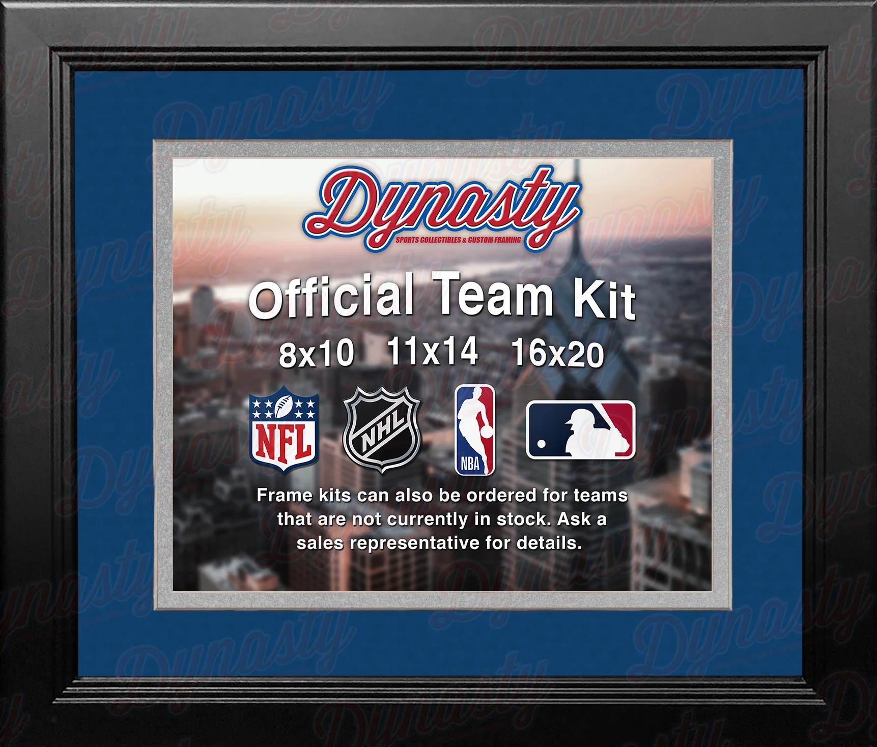 NBA Basketball Photo Picture Frame Kit - Dallas Mavericks (Blue Matting, Silver Trim)
