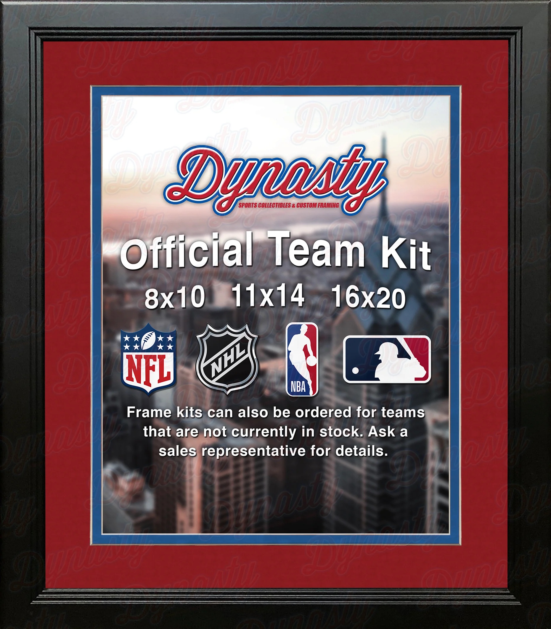 NBA Basketball Photo Picture Frame Kit - Detroit Pistons (Red Matting, Blue Trim) - Image 2