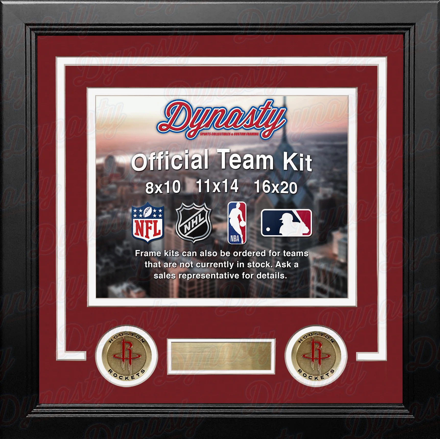 NBA Basketball Photo Picture Frame Kit - Houston Rockets (Red Matting, White Trim)