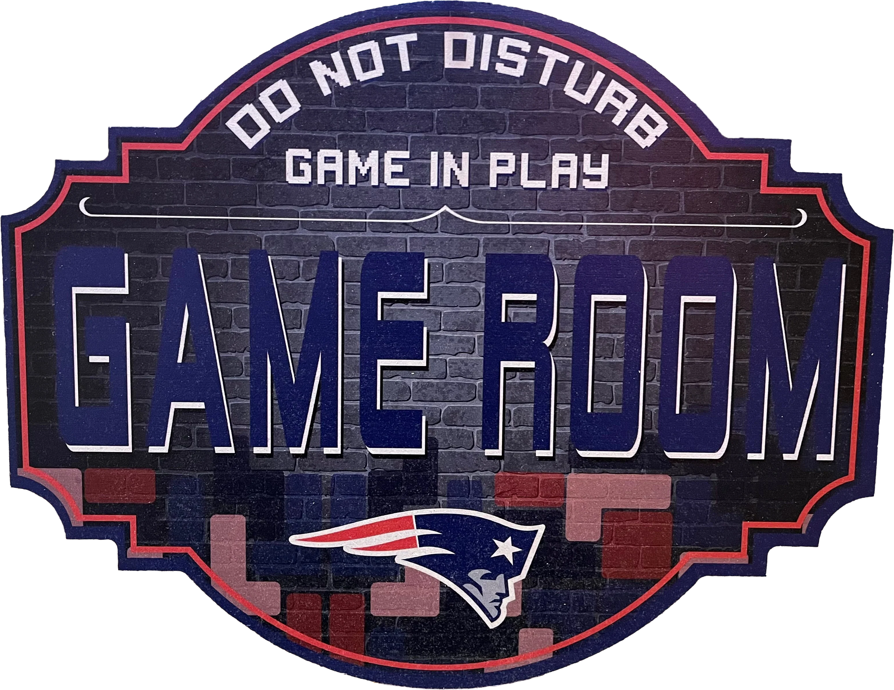 New England Patriots 12" Game Room Wood Sign