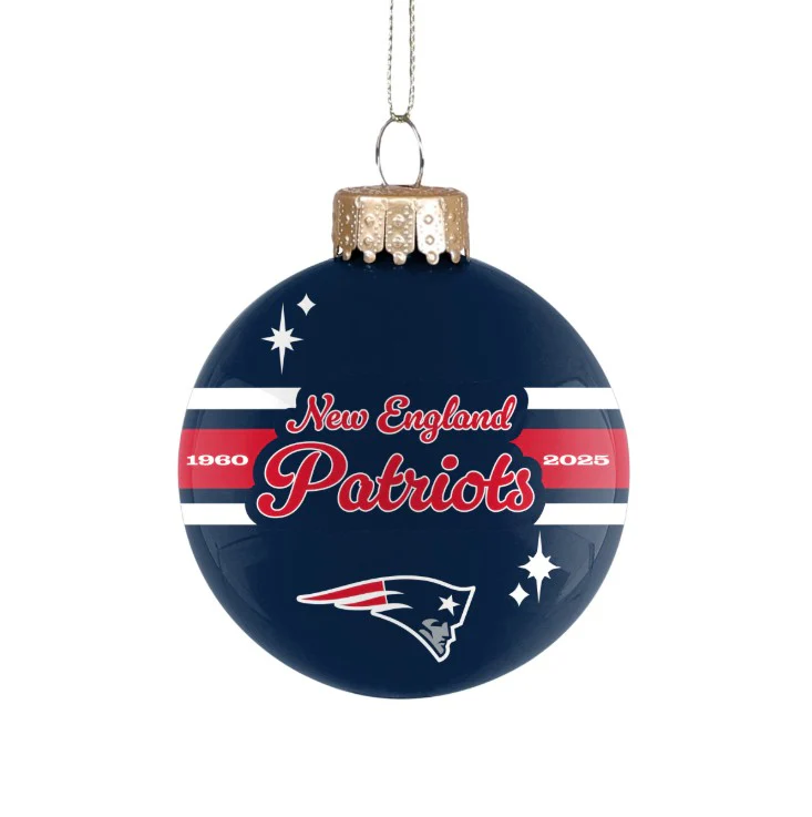 New England Patriots 2025 Holiday Glass Ball Ornament